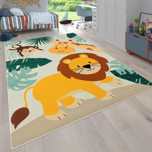paco-home-kinderteppich-spielteppich-stra-e-rund-160-cm-beige-blau-gr-n image 1