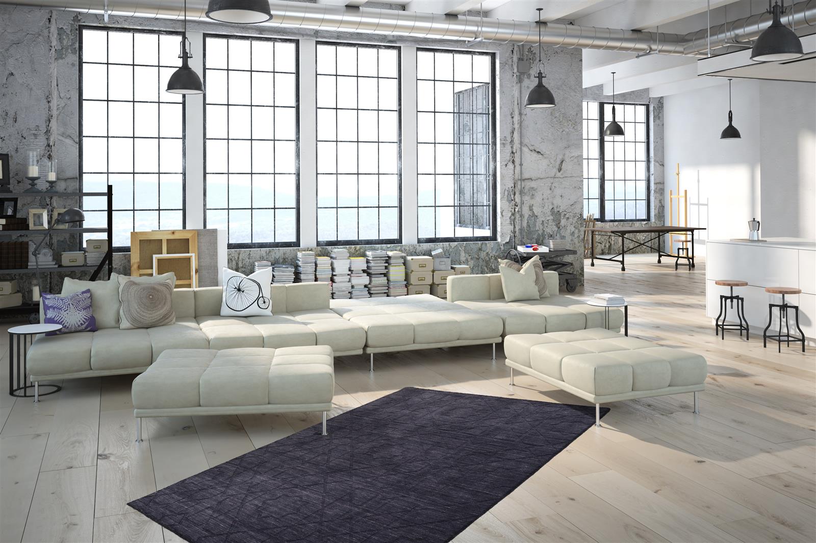 kayoom-ganges-410-handgekn-pfter-wollteppich-im-trend-design-anthrazit image 2