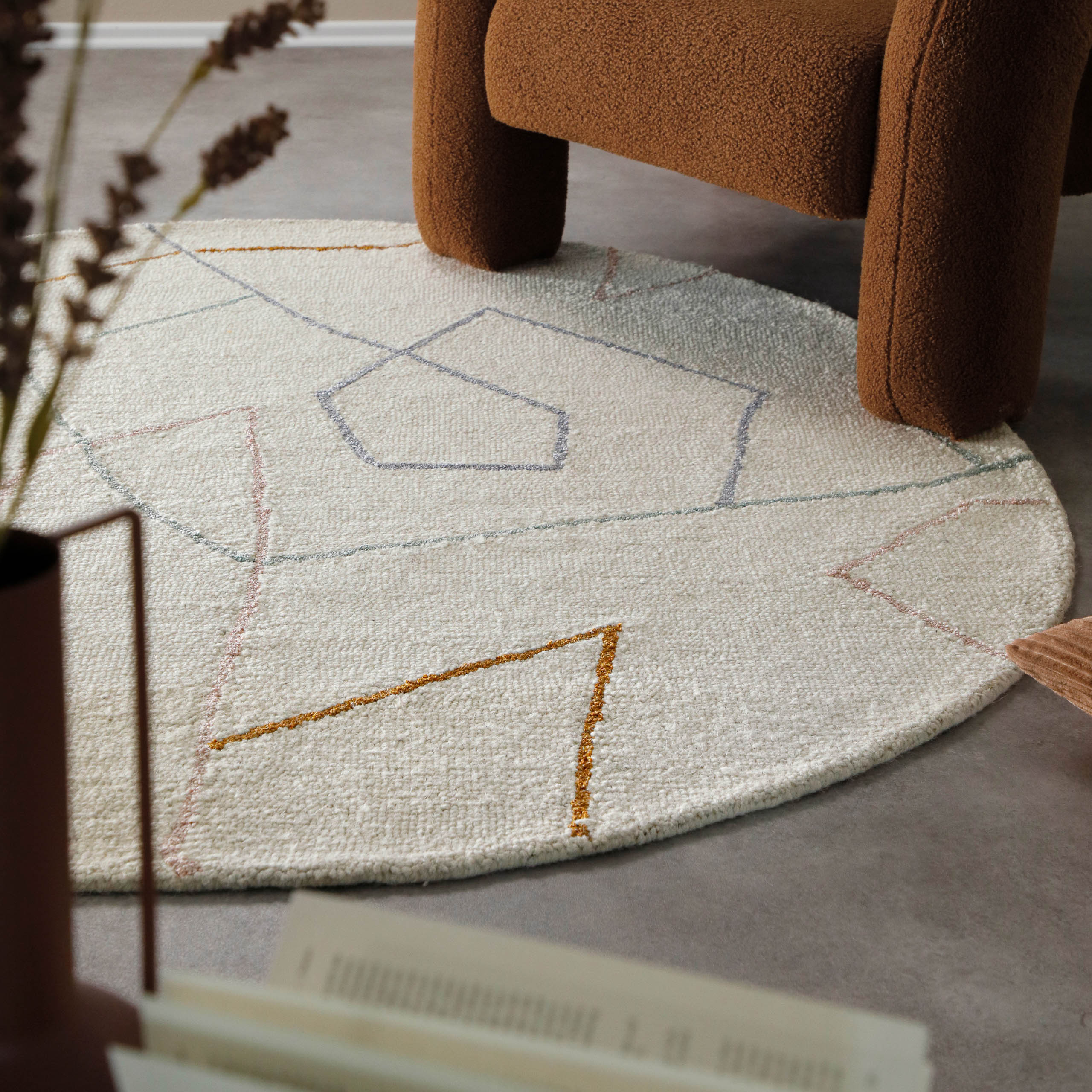 weconhome-kurzflorteppich-rund-creme-wei-nox-aus-schurwolle image 2
