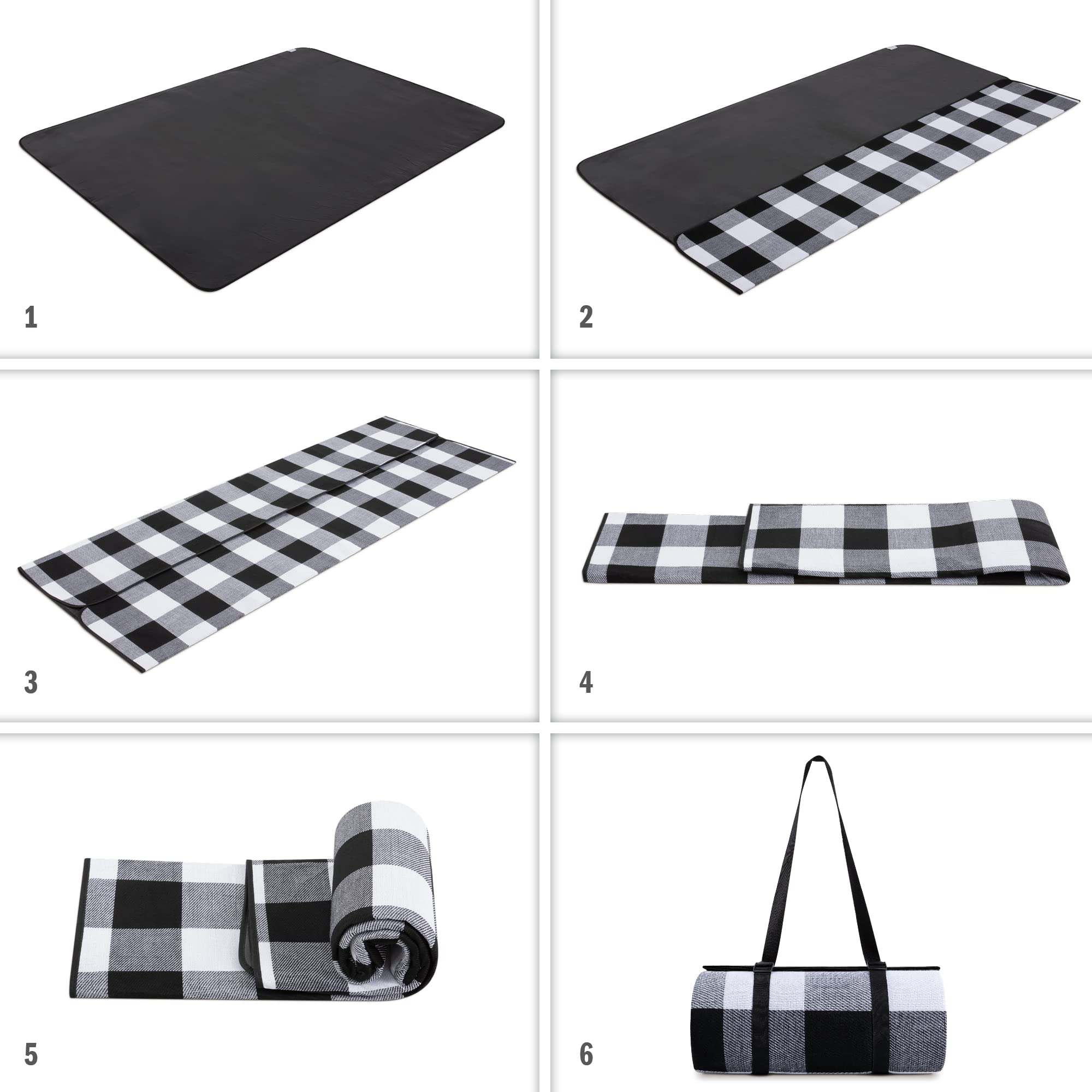 paco-home-picknickdecke-xxl-wasserdicht-schwarz-wei-3-200x300-cm image 4