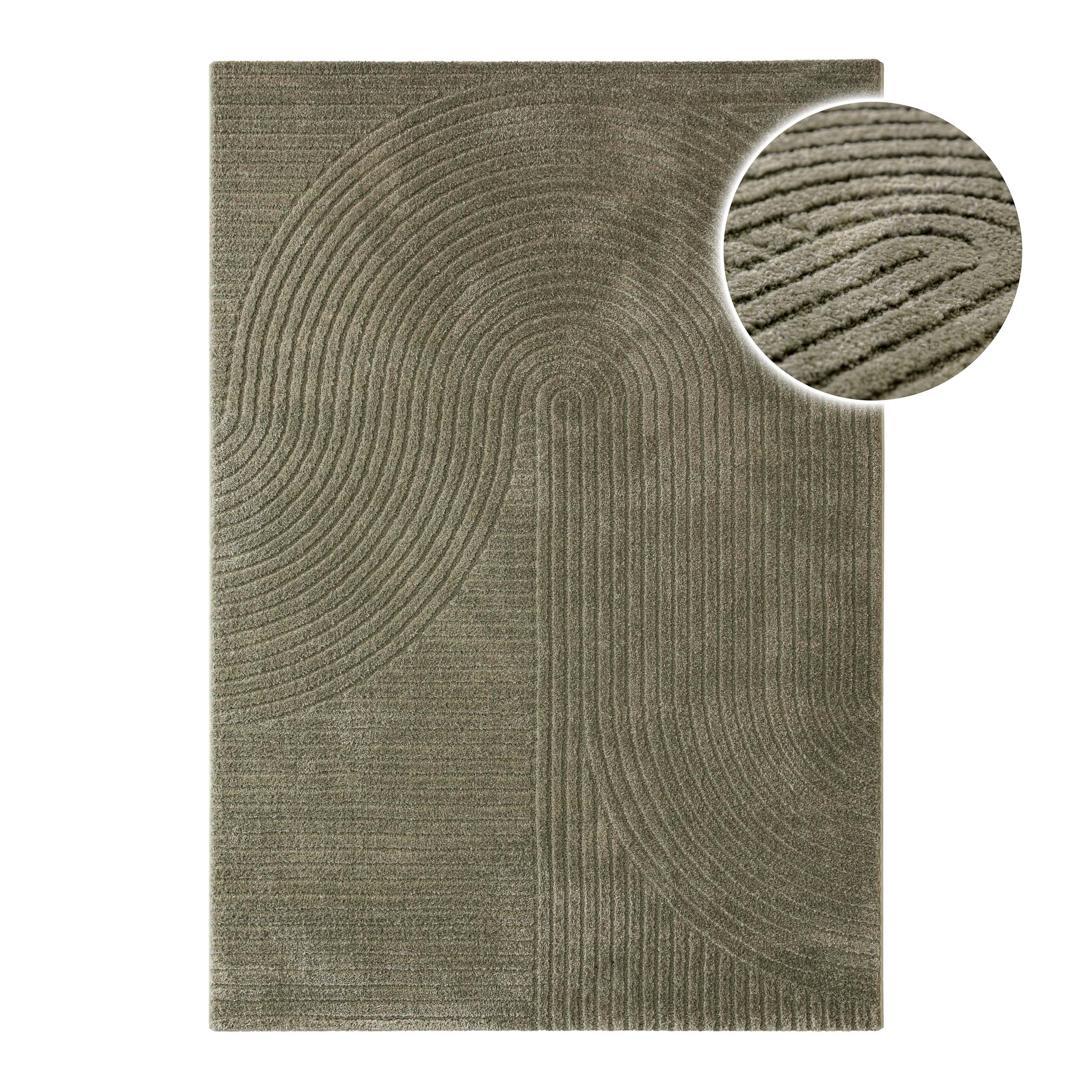 weconhome-kurzflorteppich-bolen-oliv-gr-n-3d-grafikmuster-jute-r-cken-14-mm-flor image 1