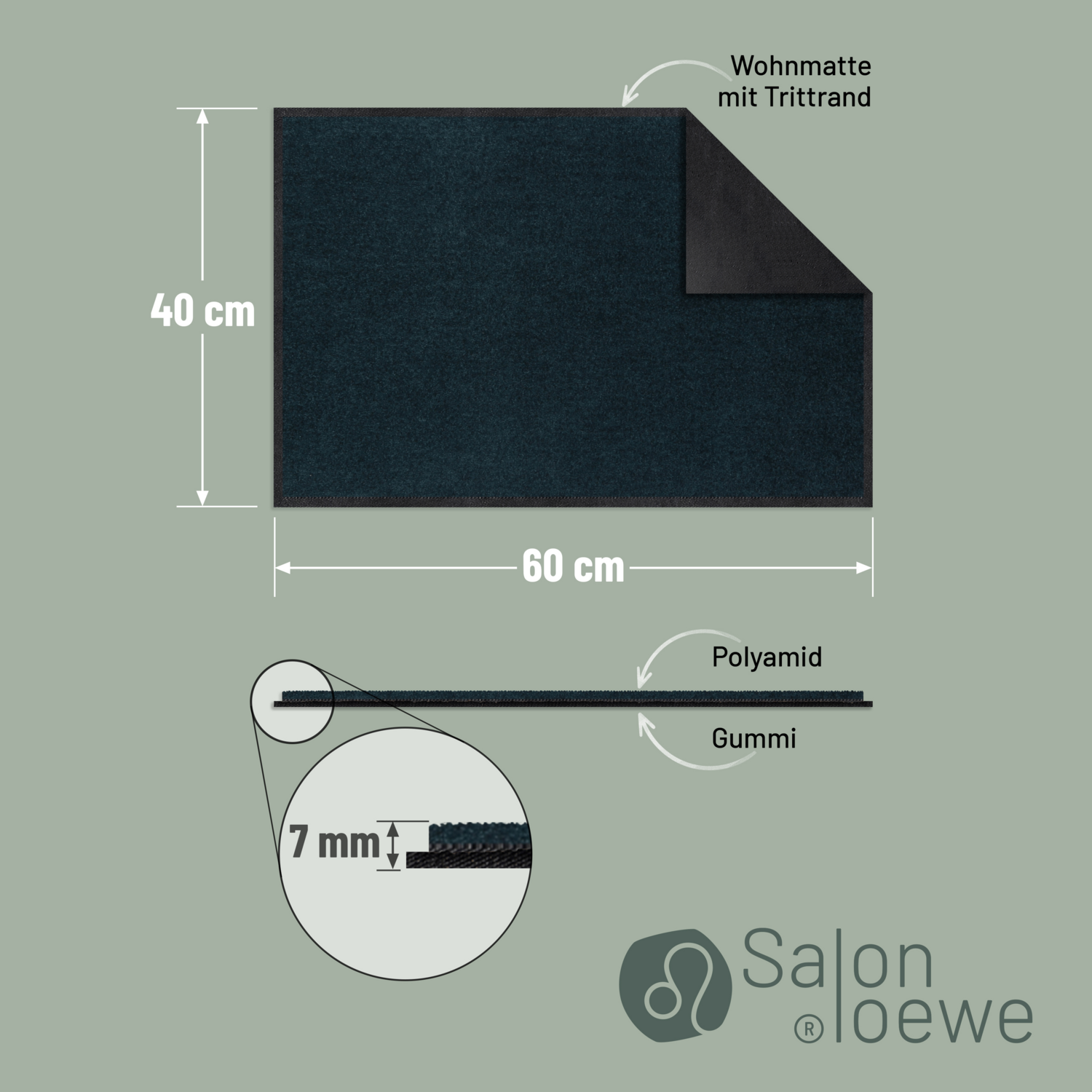 salonloewe-blaupetrol-halbrund-40-x-60-cm-melierte-schmutzfangmatte-mit-gummir-c image 3