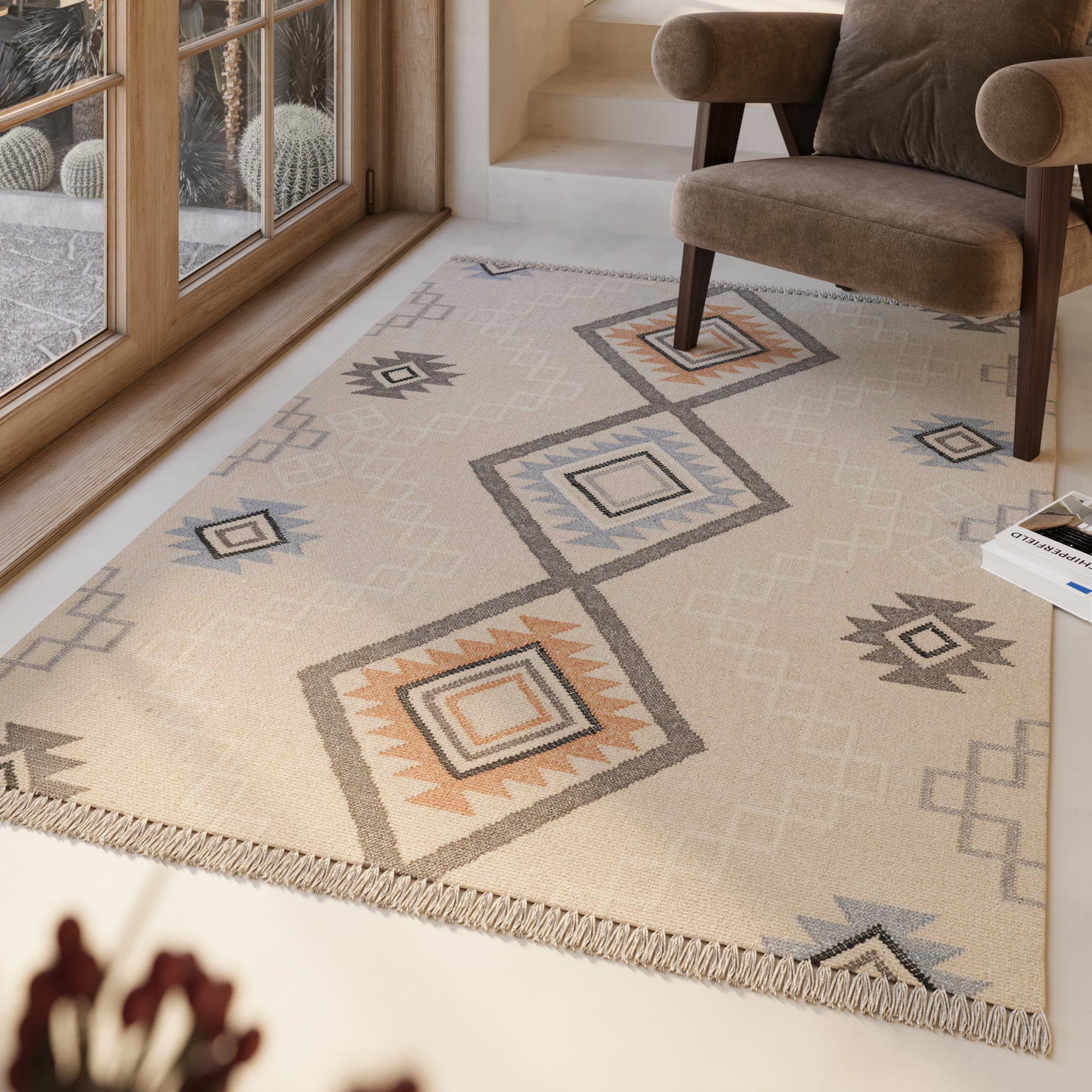 weconhome-green-looop-kelim-teppich-jong-creme-beige-aus-wolle image 1