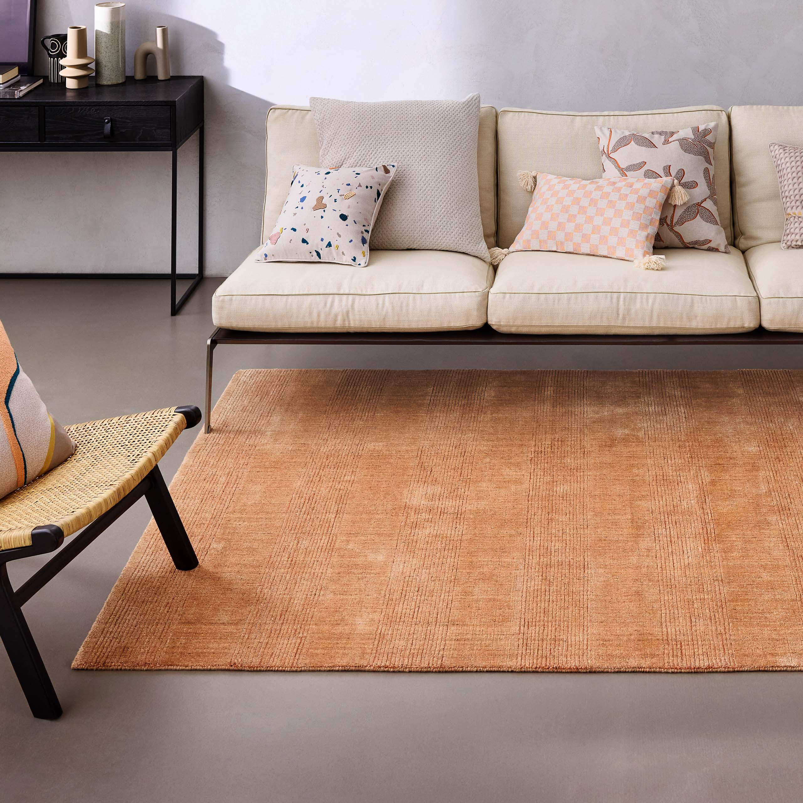 weconhome-seattle-kurzflor-teppich-kupfer-braun-tencel image 2