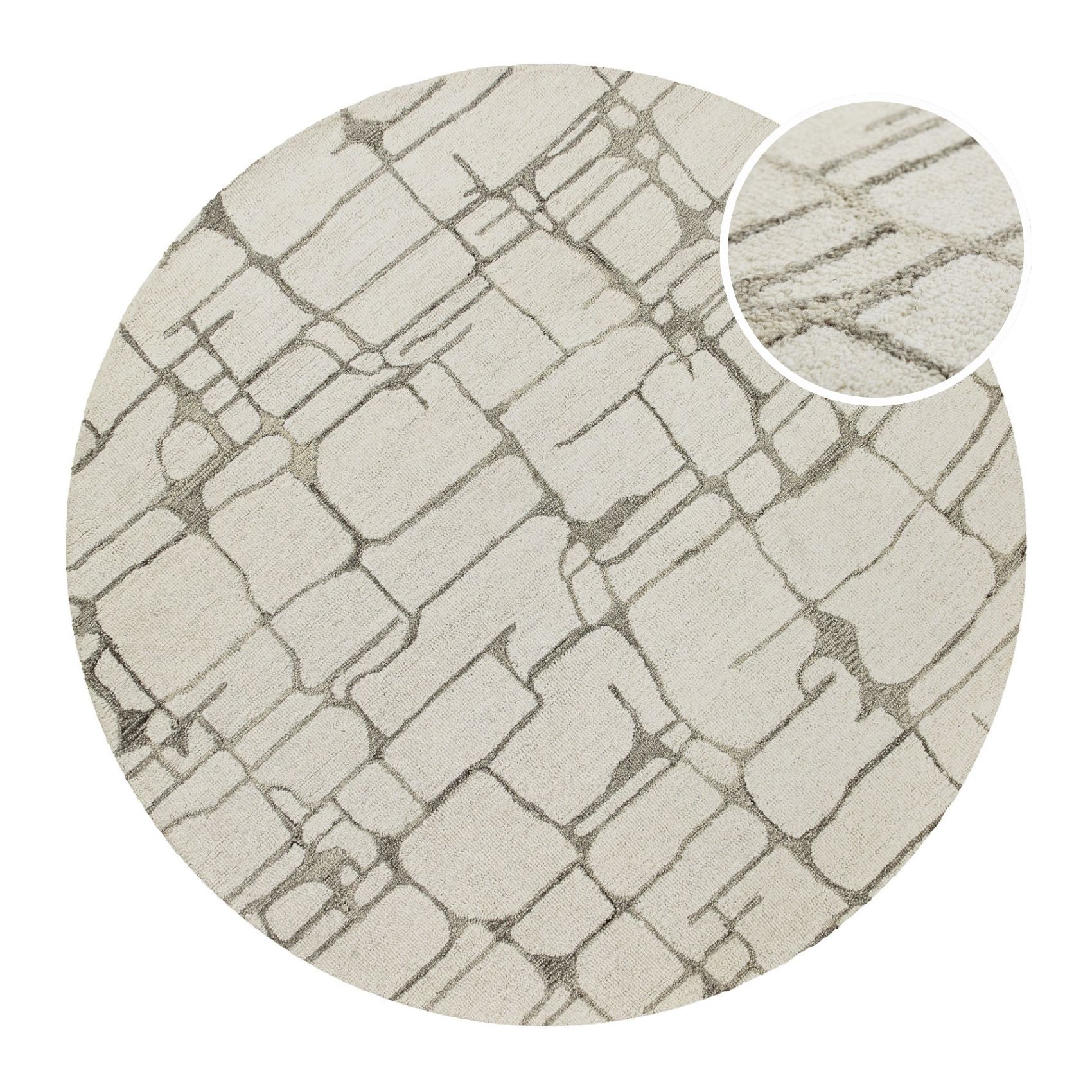 hamptons-by-weconhome-kurzflorteppich-rund-twelve-creme-wei-handgetuftete-schurw image 1