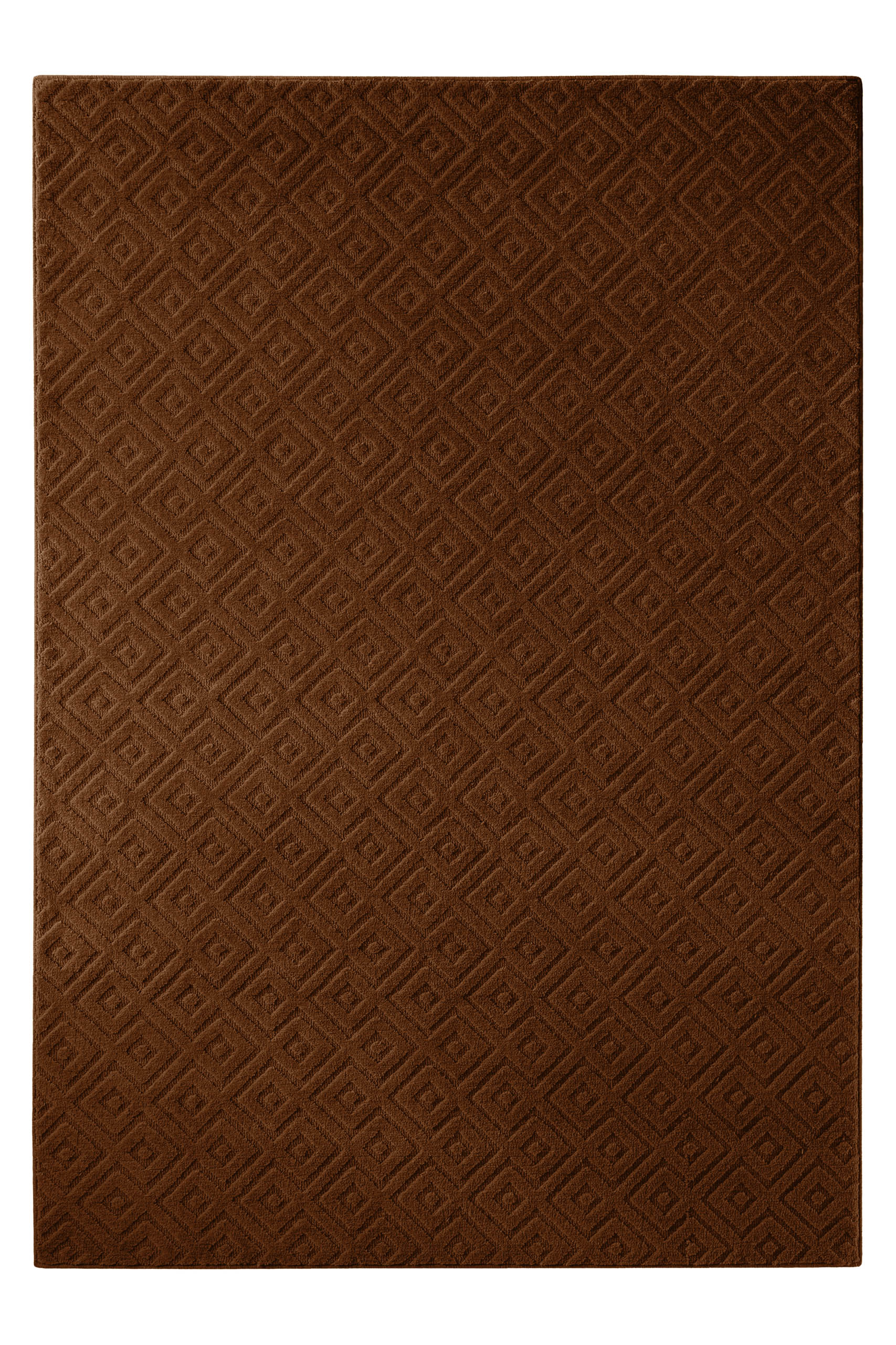 weconhome-castello-two-kurzflor-teppich-braun-schurwolle-rauten image 2