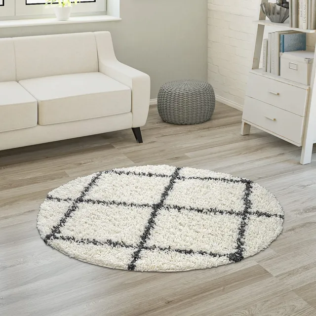 paco-home-shaggy-plus-hochflor-teppich-rautenmuster-rund-120-cm-creme image 1
