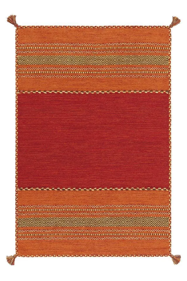 kayoom-navarro-2920-baumwollteppich-flachflor-mit-streifenmuster-und-quasten image 1