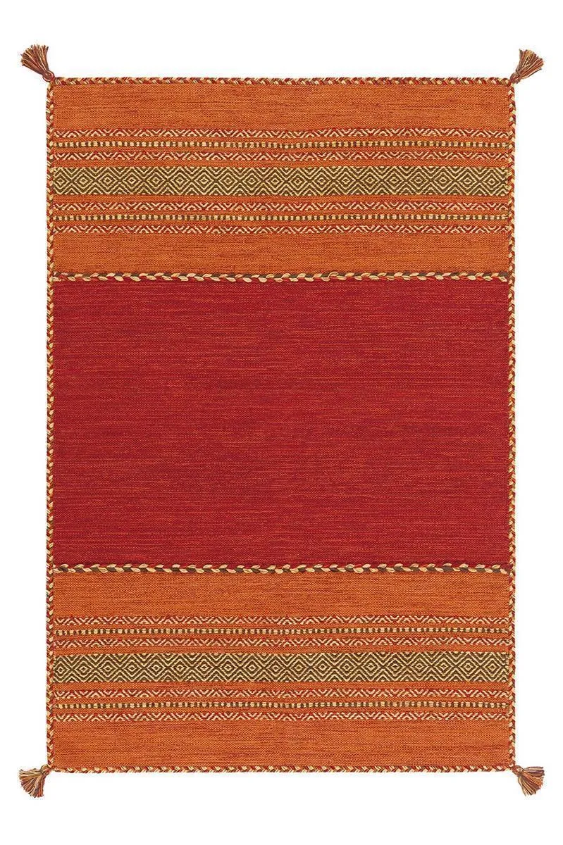 kayoom-navarro-2920-baumwollteppich-flachflor-mit-streifenmuster-und-quasten image 1