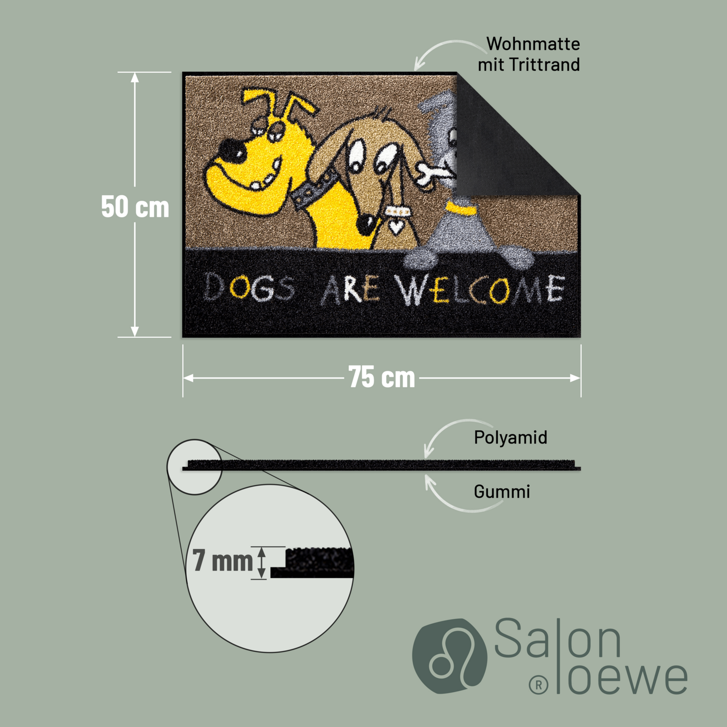salonloewe-dogs-are-welcome-eingangsmatte-50-x-75-cm-grau-waschbar-rutschfest image 4