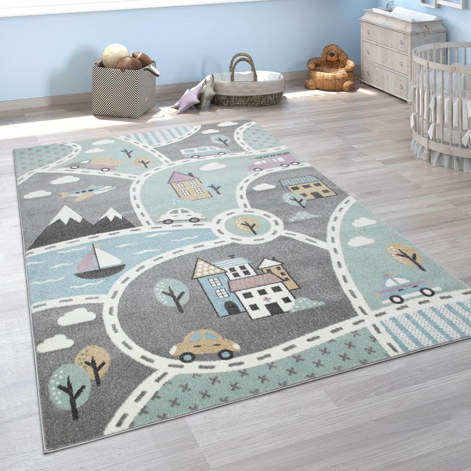 paco-home-kinderteppich-sterne-rund-200-cm-in-grau-rosa image 6