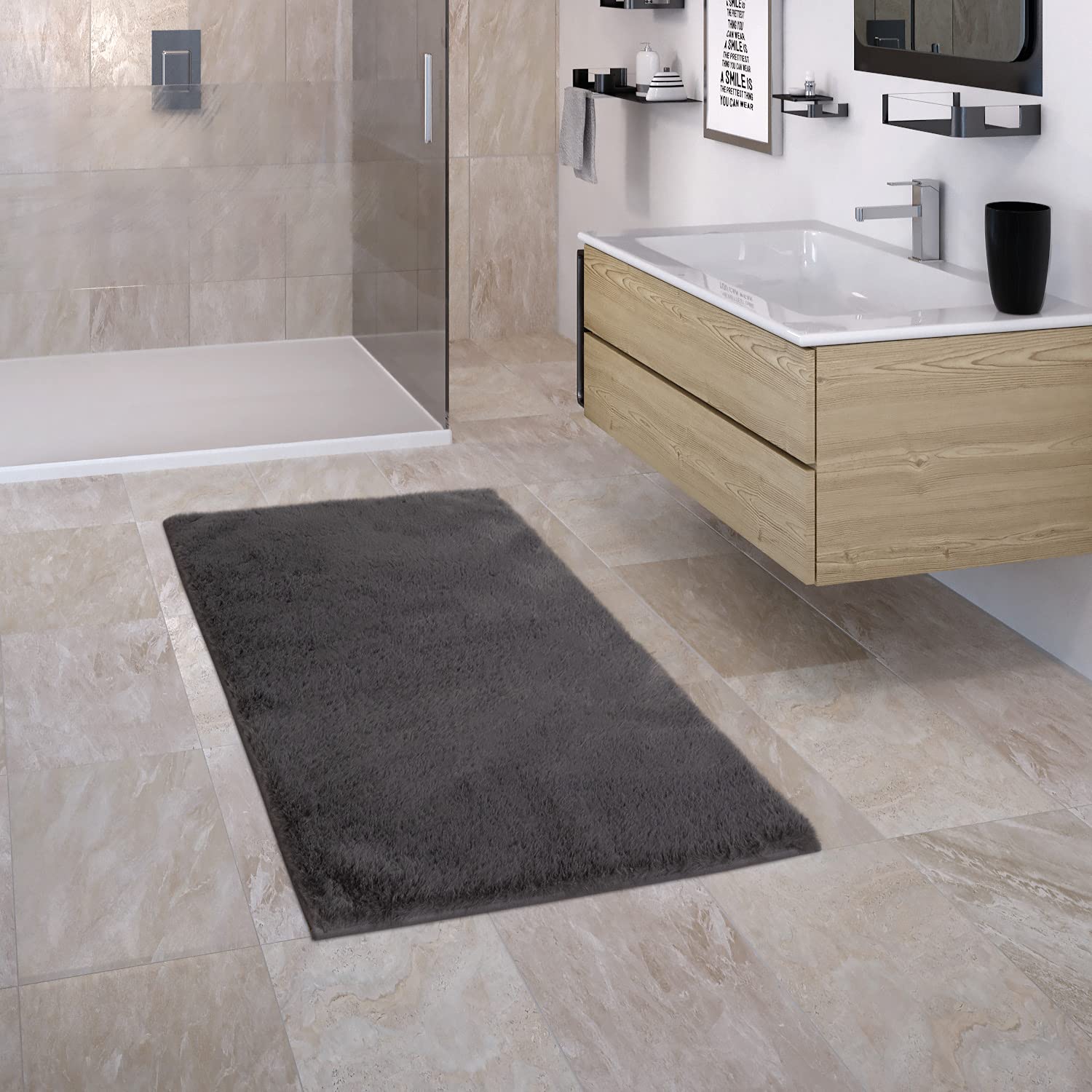 paco-home-spa-badezimmerteppich-shaggy-60x100-cm-grau-rutschfest-waschbar image 7