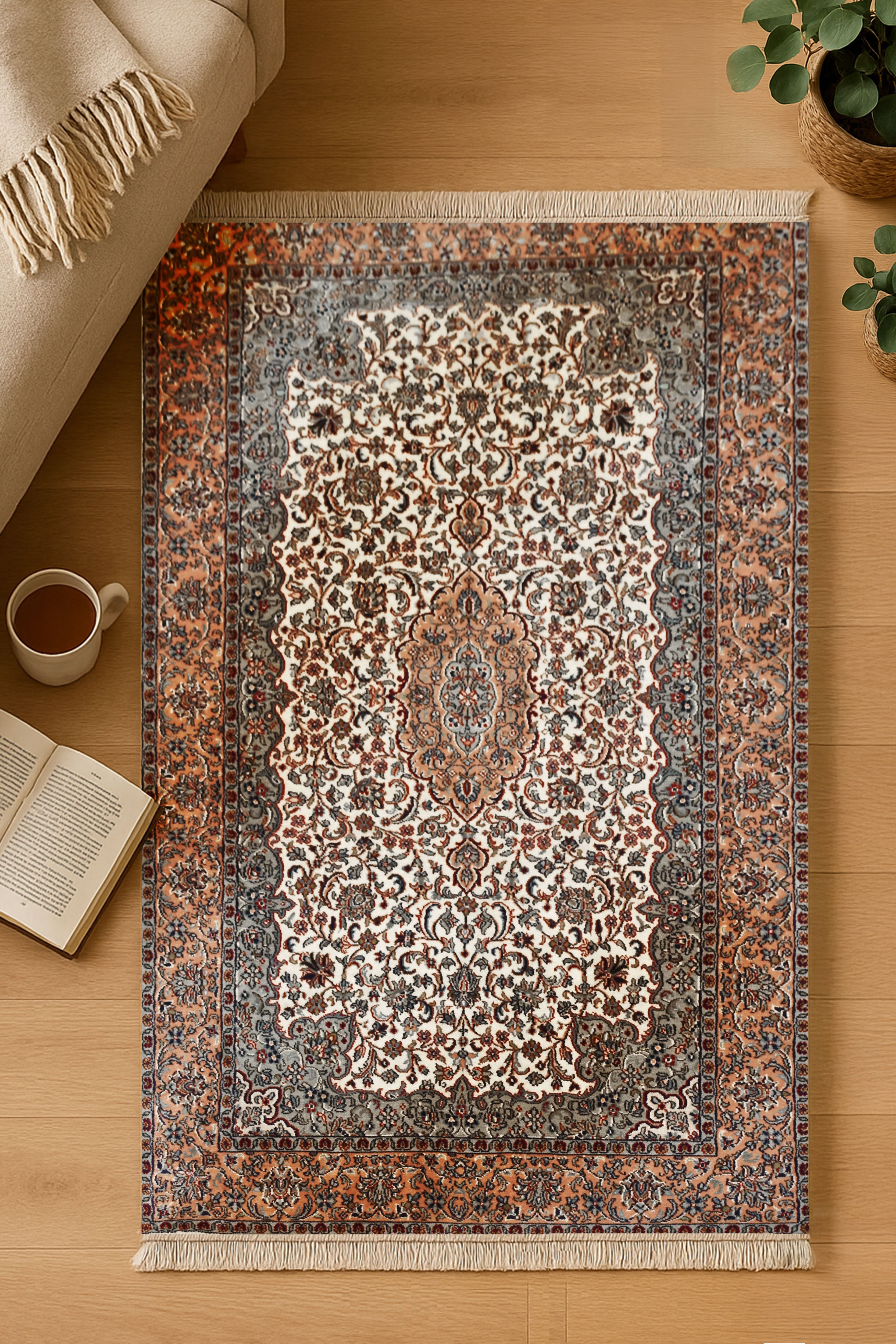 kayoom-kashan-12344-multi-hochflor-teppich-95x154-cm-orient-design-handgewebt image 3