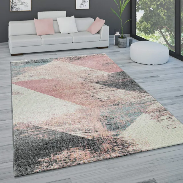 paco-home-metro-kurzflor-teppich-120x170-cm-bunt-vintage-pastell-rauten image 1