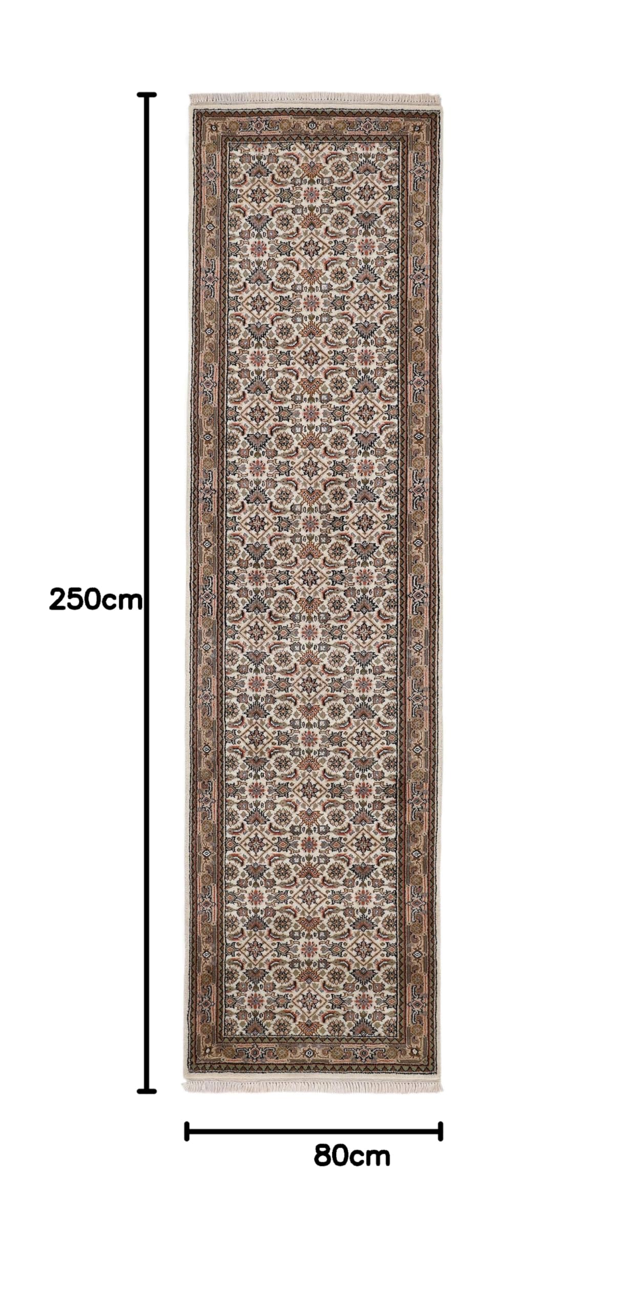 carpetine-bidjar-herati-teppich-l-ufer-creme-80x250-cm-handgekn-pft-wolle-baumwo image 2