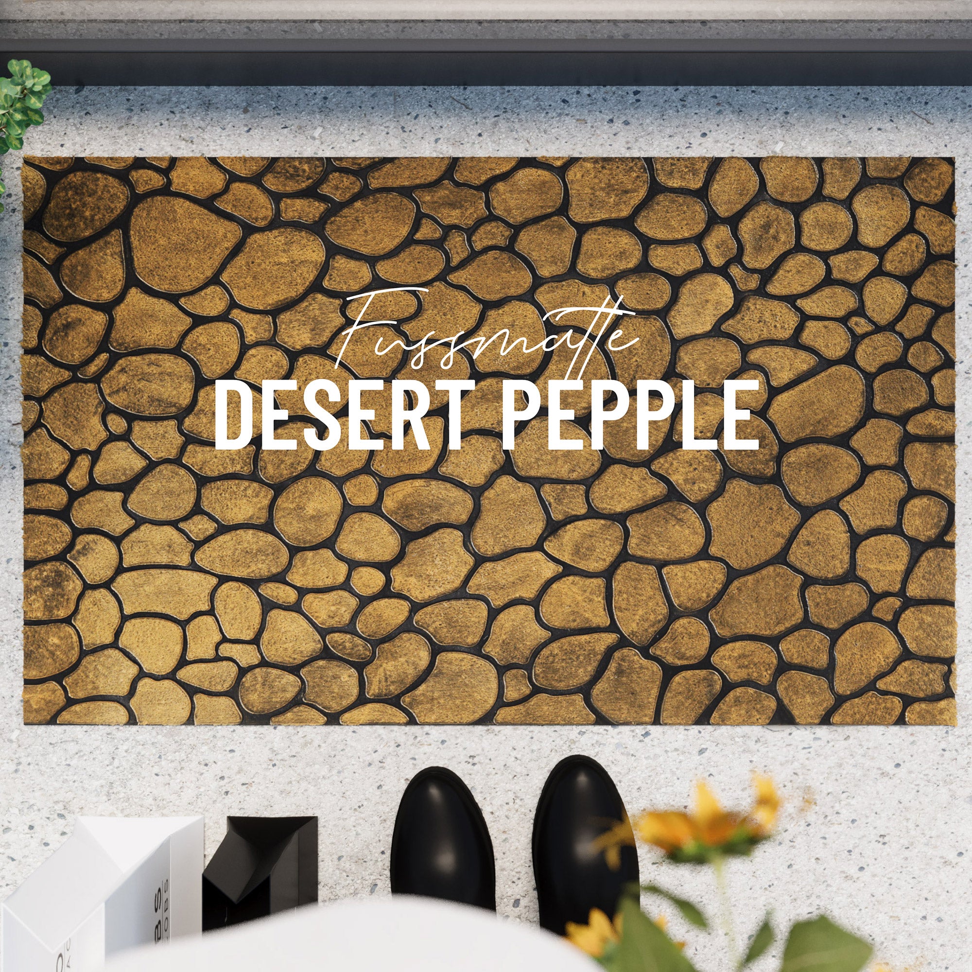 weconhome-desert-pebble-fu-matte-eckig-aus-gummi-gold-braun image 1
