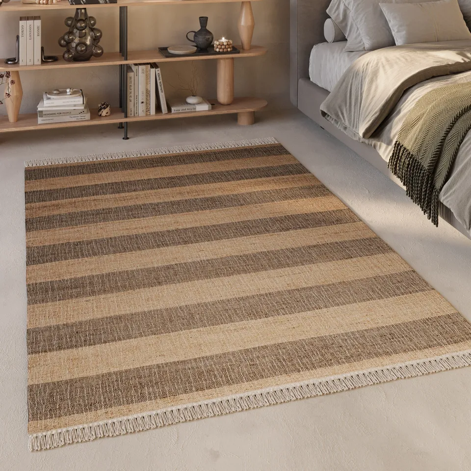 weconhome-green-looop-teppich-virgil-beige-braun-handweb-naturfaser-streifen image 1
