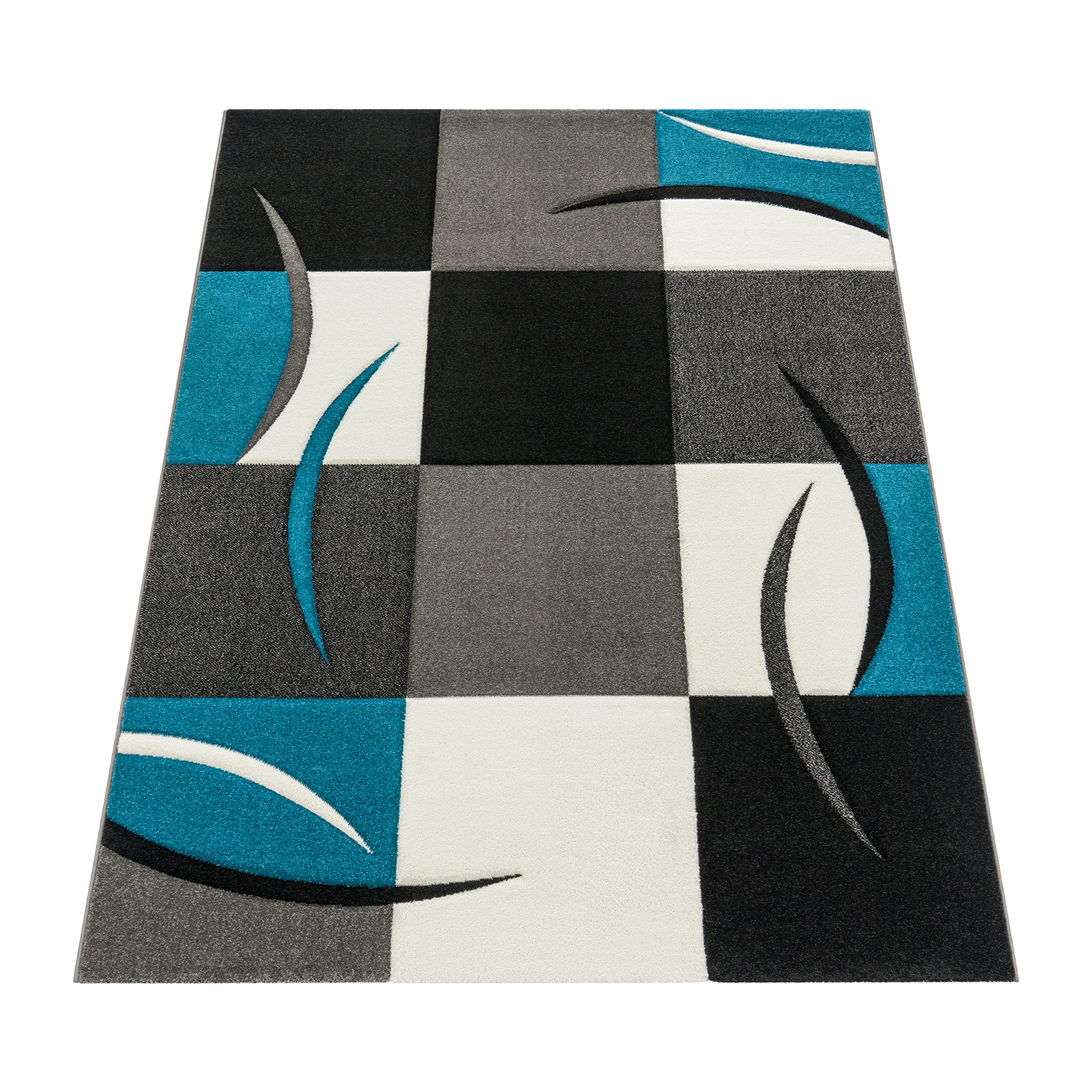 paco-home-designer-teppich-karo-muster-t-rkis-grau-120x170-cm-konturenschnitt-po image 5