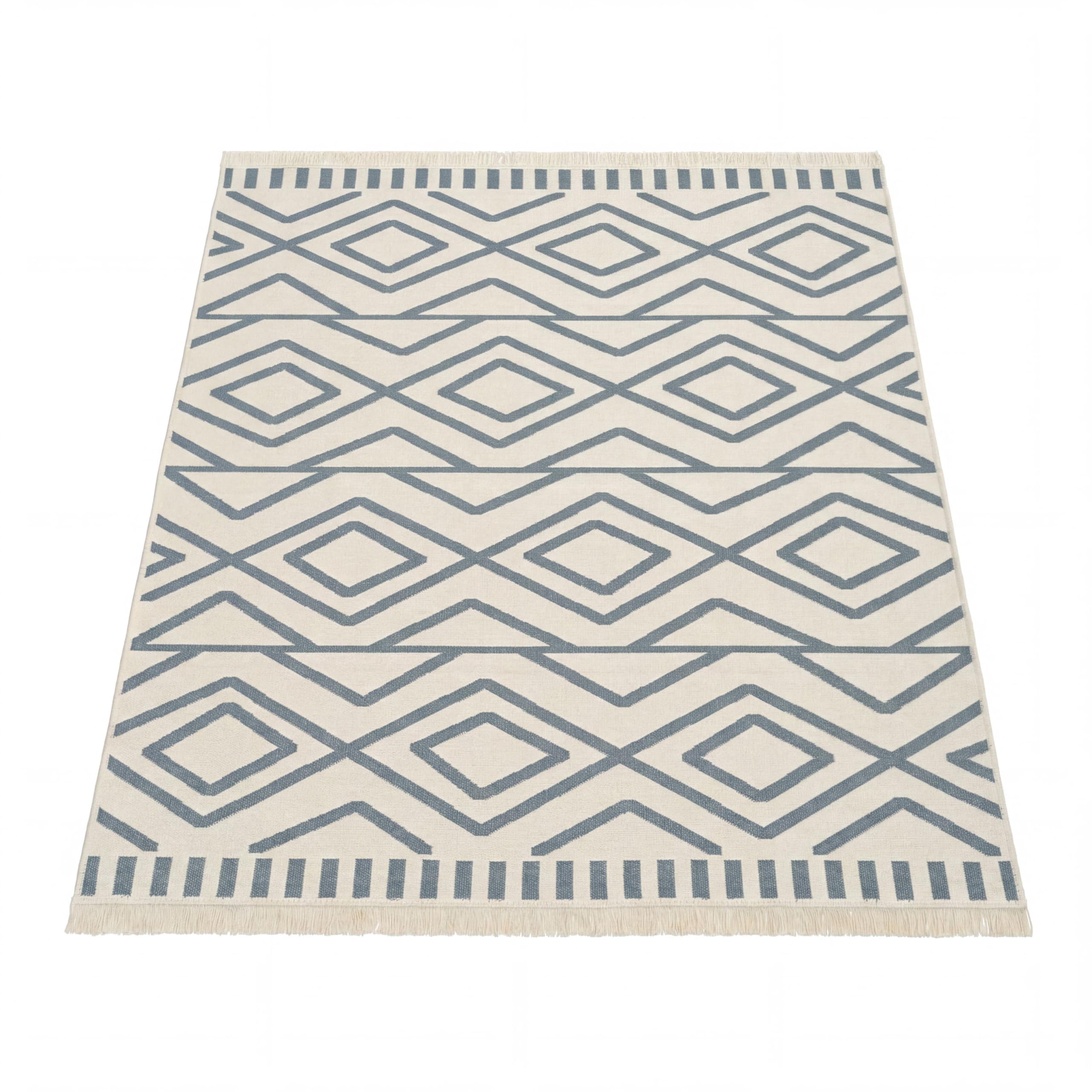 paco-home-teppich-boho-skandinavisch-mit-fransen-wendbar-140x200-cm-grau-2 image 7