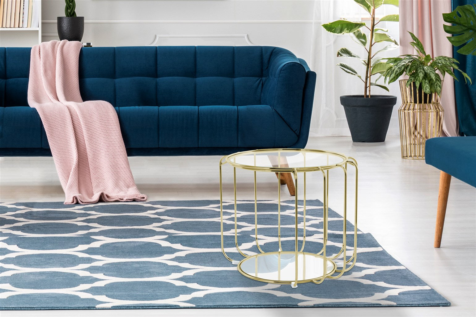 kayoom-beistelltisch-shirley-110-offener-couchtisch-mit-metallgestell-und-glaspl image 1
