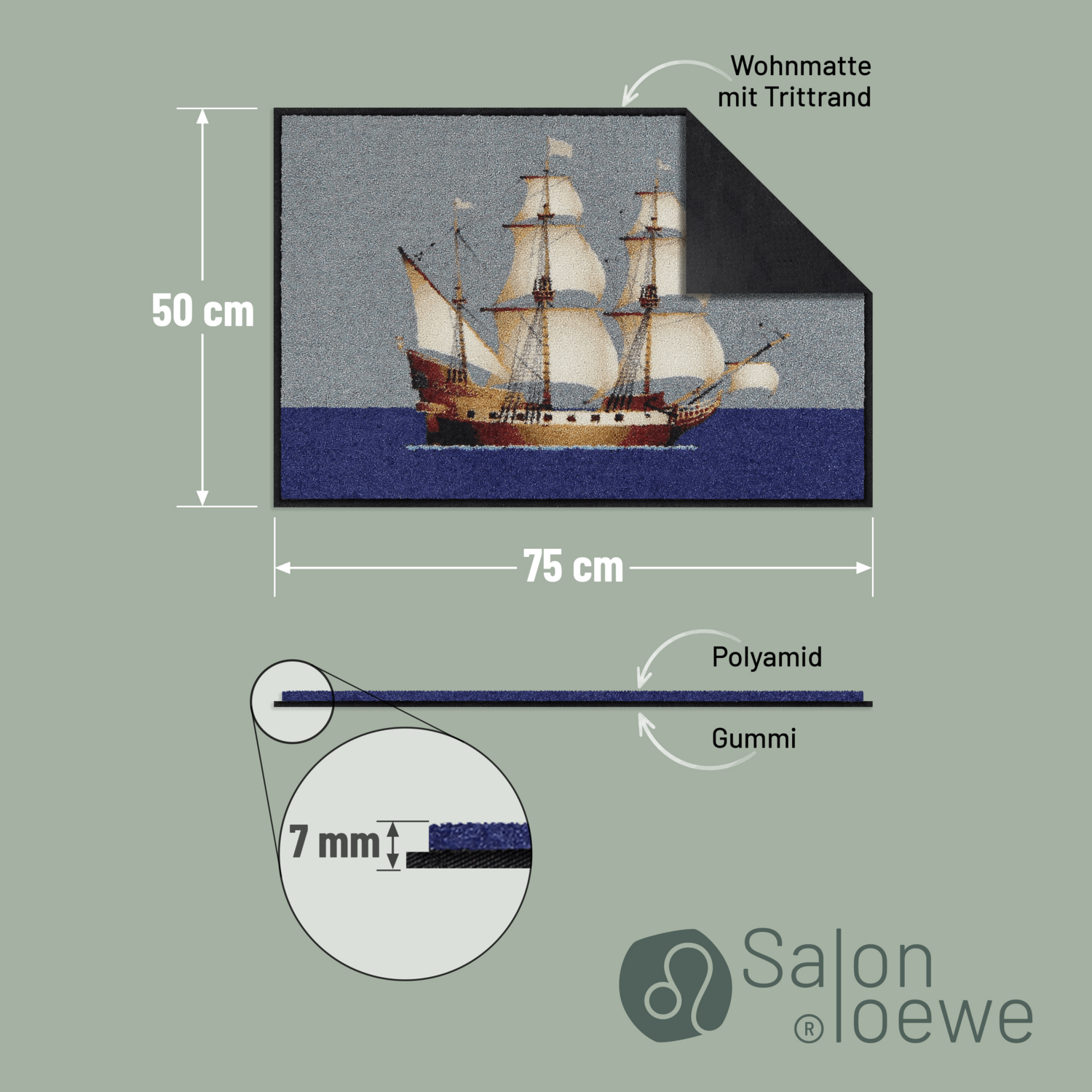 salonloewe-oceandream-eingangsmatte-50-x-75-cm-segelschiff-motiv-polyamid-rutsch image 4