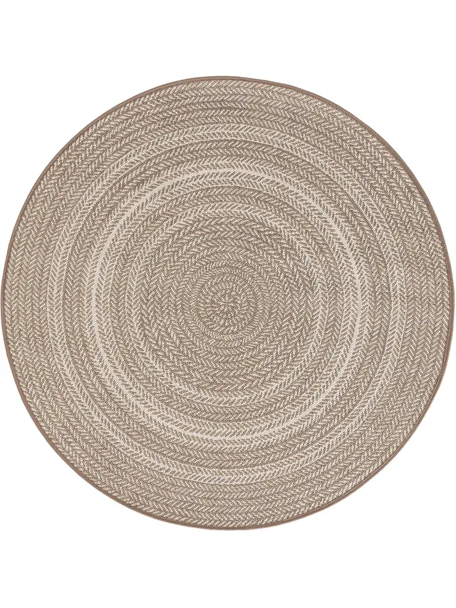 benuta-plus-in-outdoor-teppich-metro-flachgewebe-rund-120-cm-cream-taupe-wetterf image 1