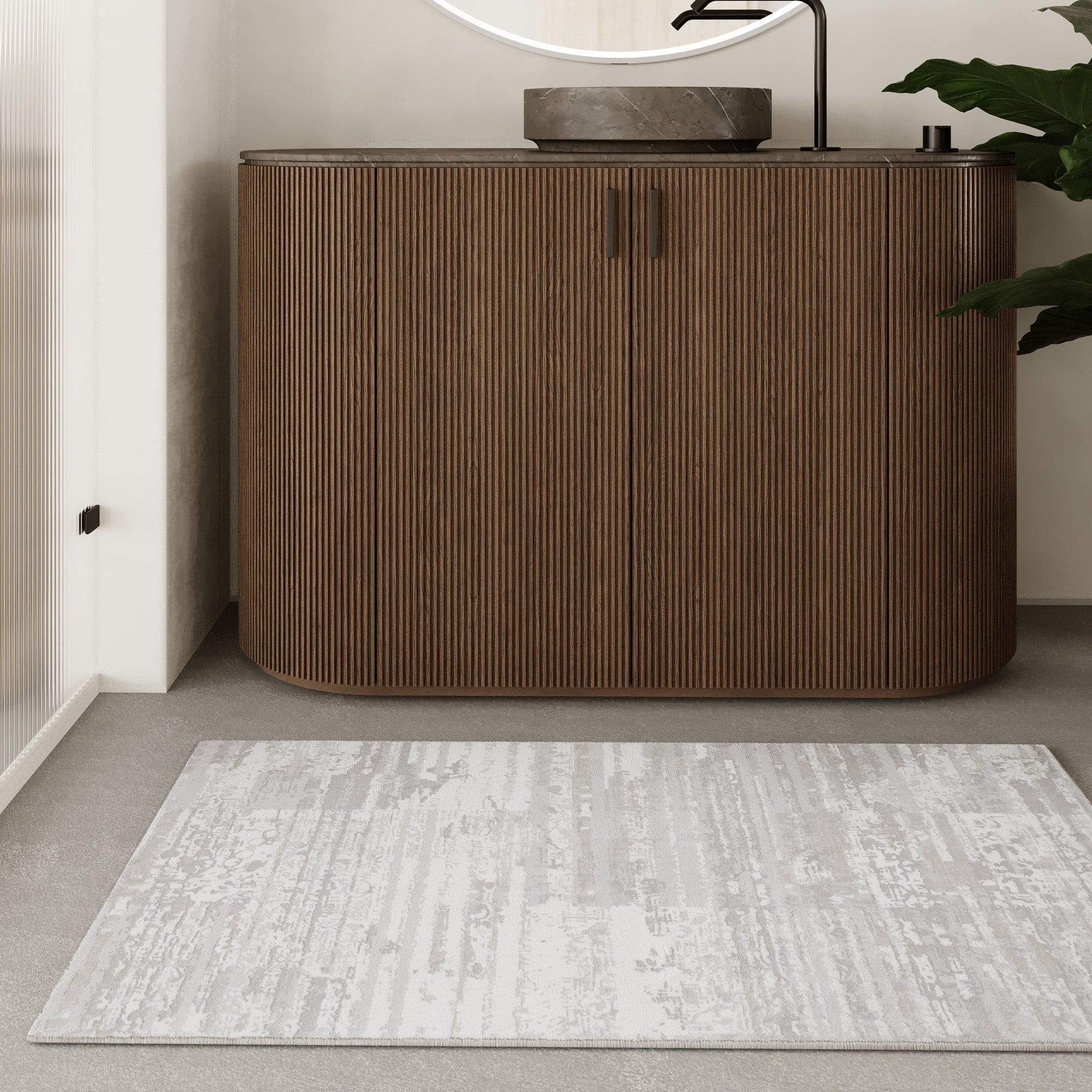 weconhome-mauri-badteppich-greige-linien-design image 2