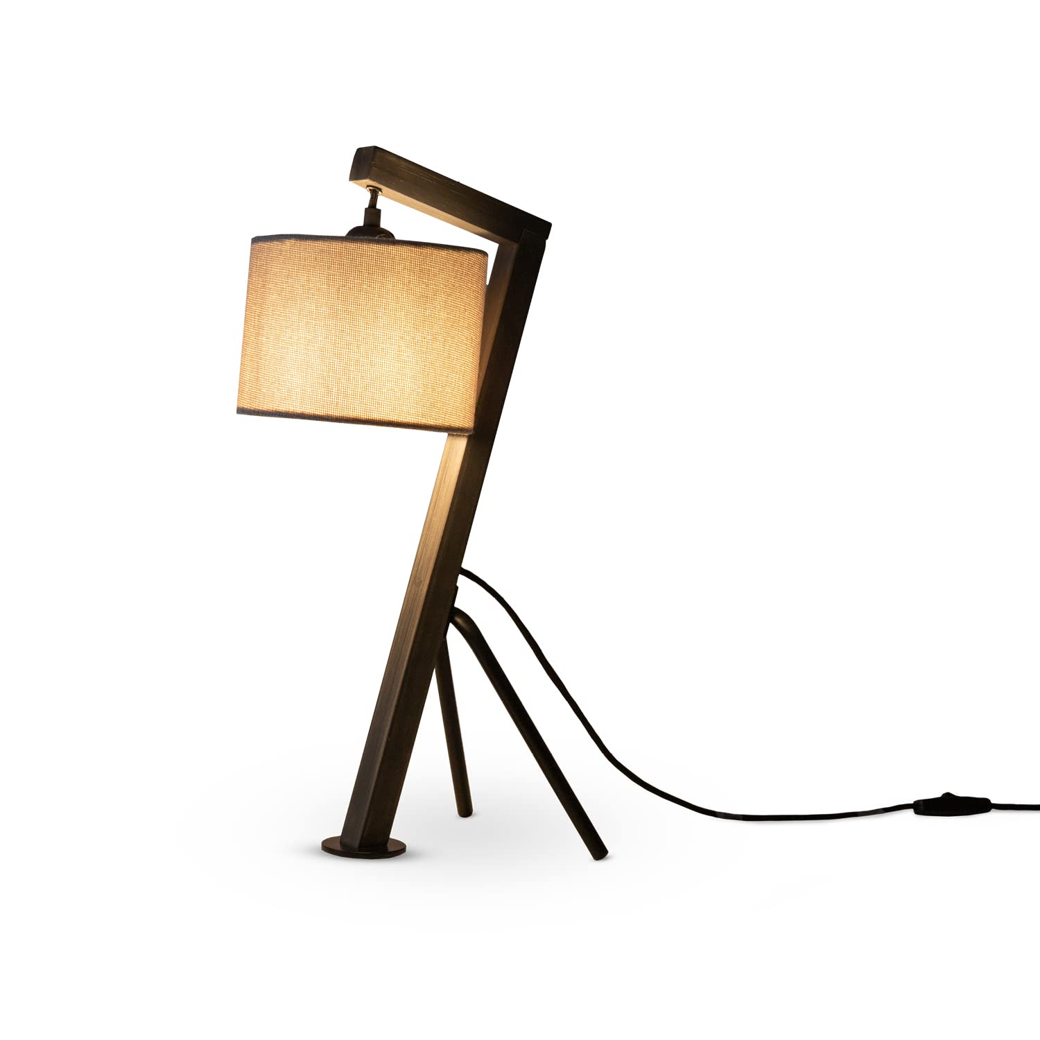 paco-home-holz-tischlampe-e27-mit-stoffschirm-nachttischlampe-retro image 2