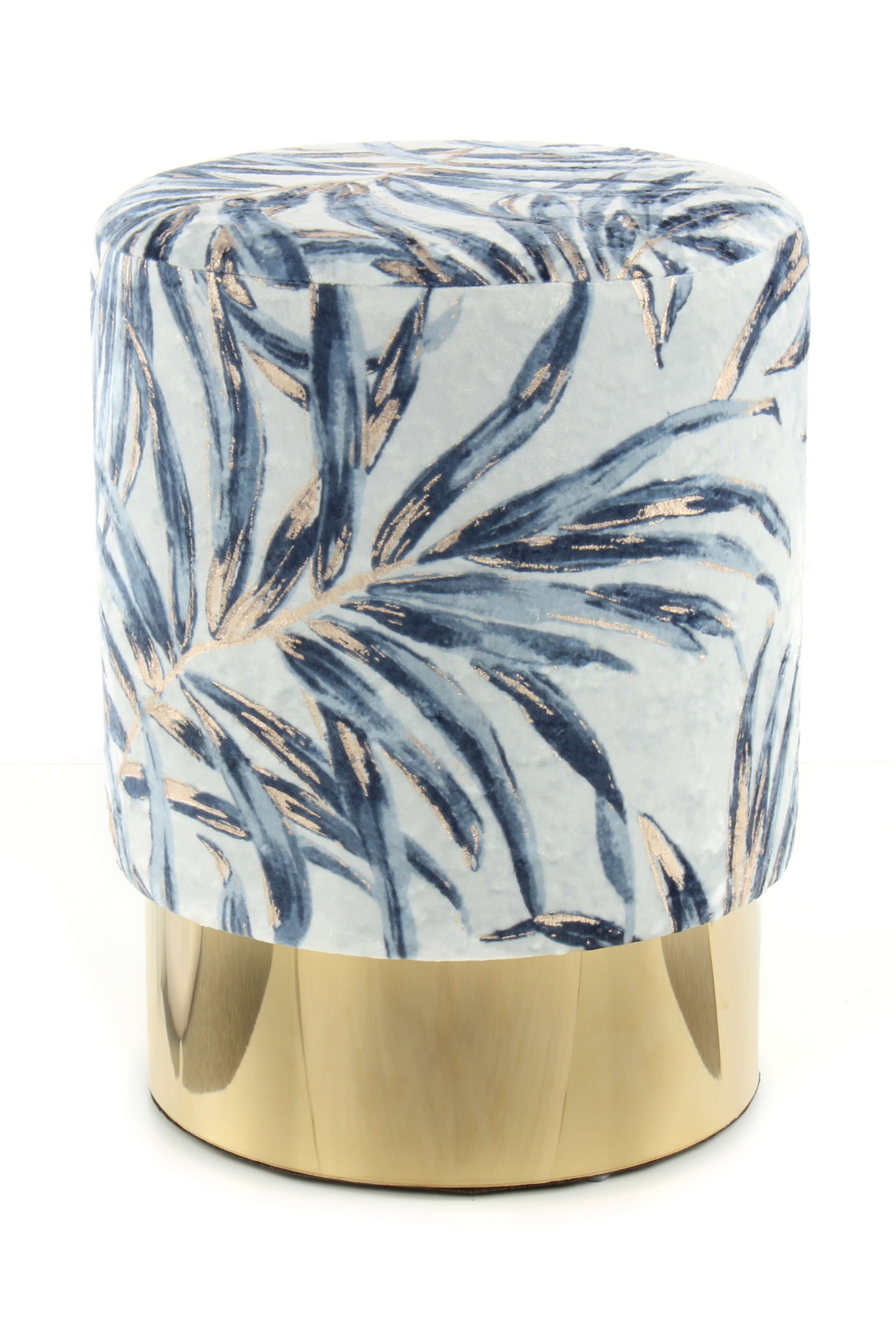 kayoom-hocker-gipsy-225-runder-sitzpouf-mit-metallelement-floraler-samtbezug-ver image 1