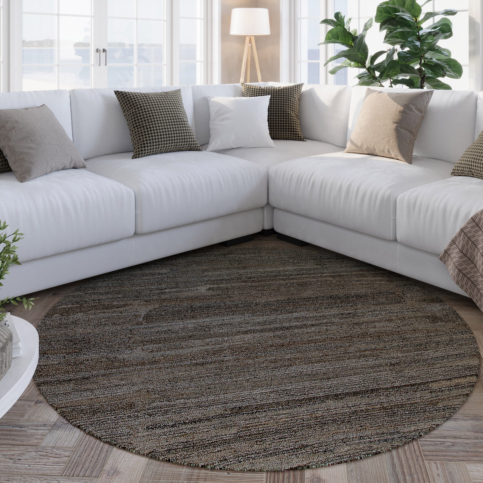 weconhome-kurzflor-teppich-rund-grau-braun-meliert-hamptons-eighteen image 2