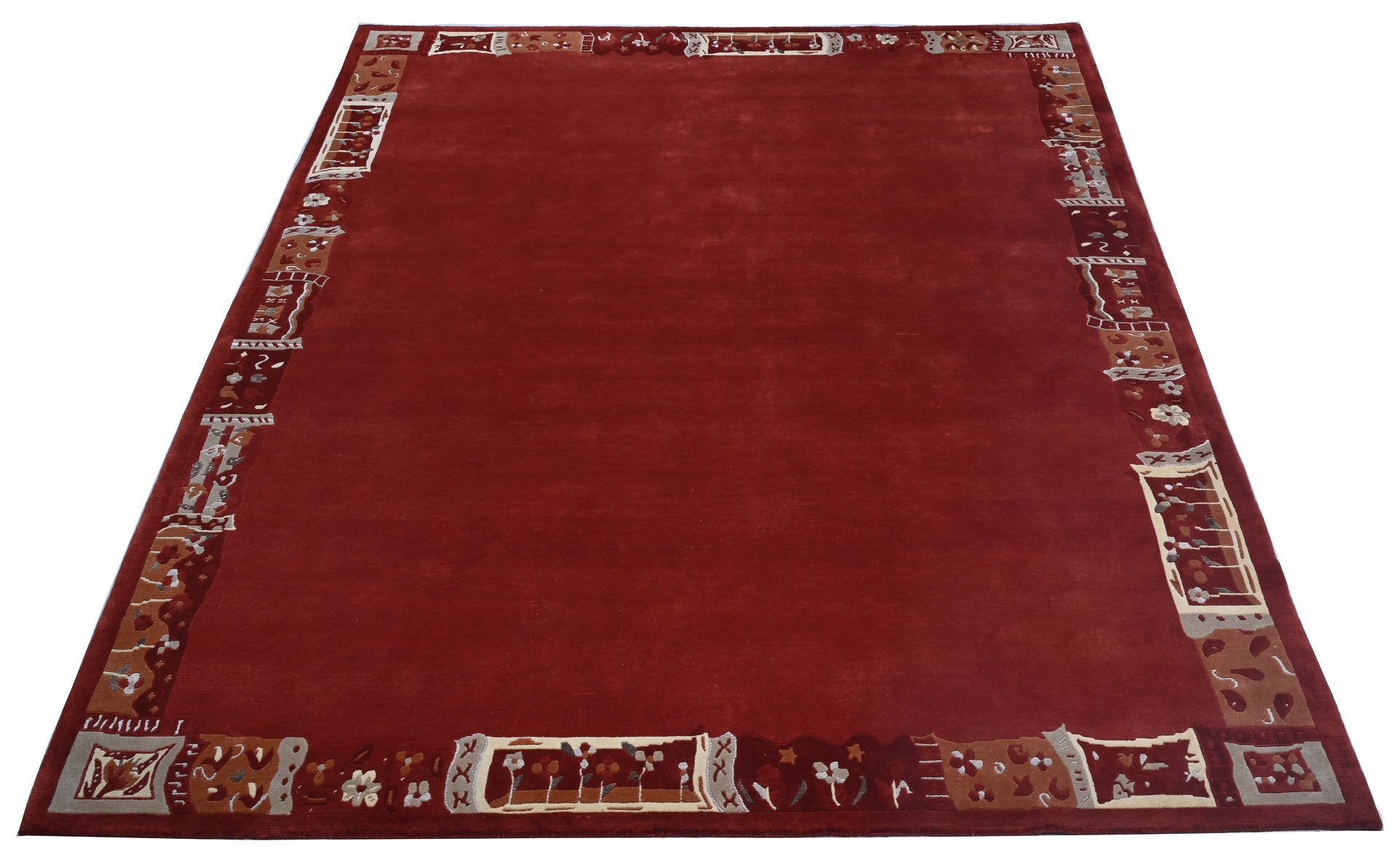 weconhome-tibet-teppich-rot-handgekn-pft-mit-retro-bord-re image 7