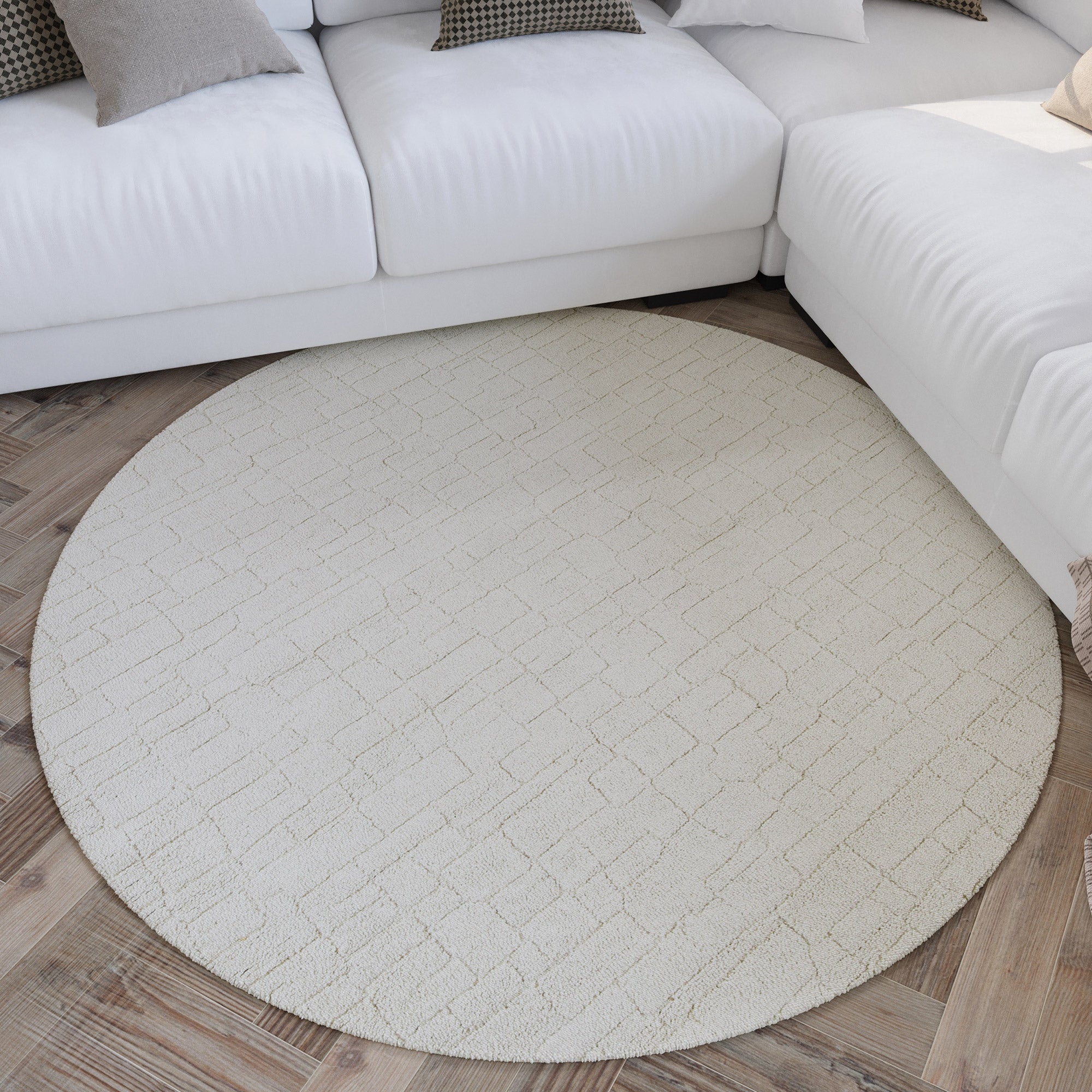 weconhome-hamptons-thirtyone-kurzflor-teppich-rund-creme-wei-handgetuftet-abstra image 2