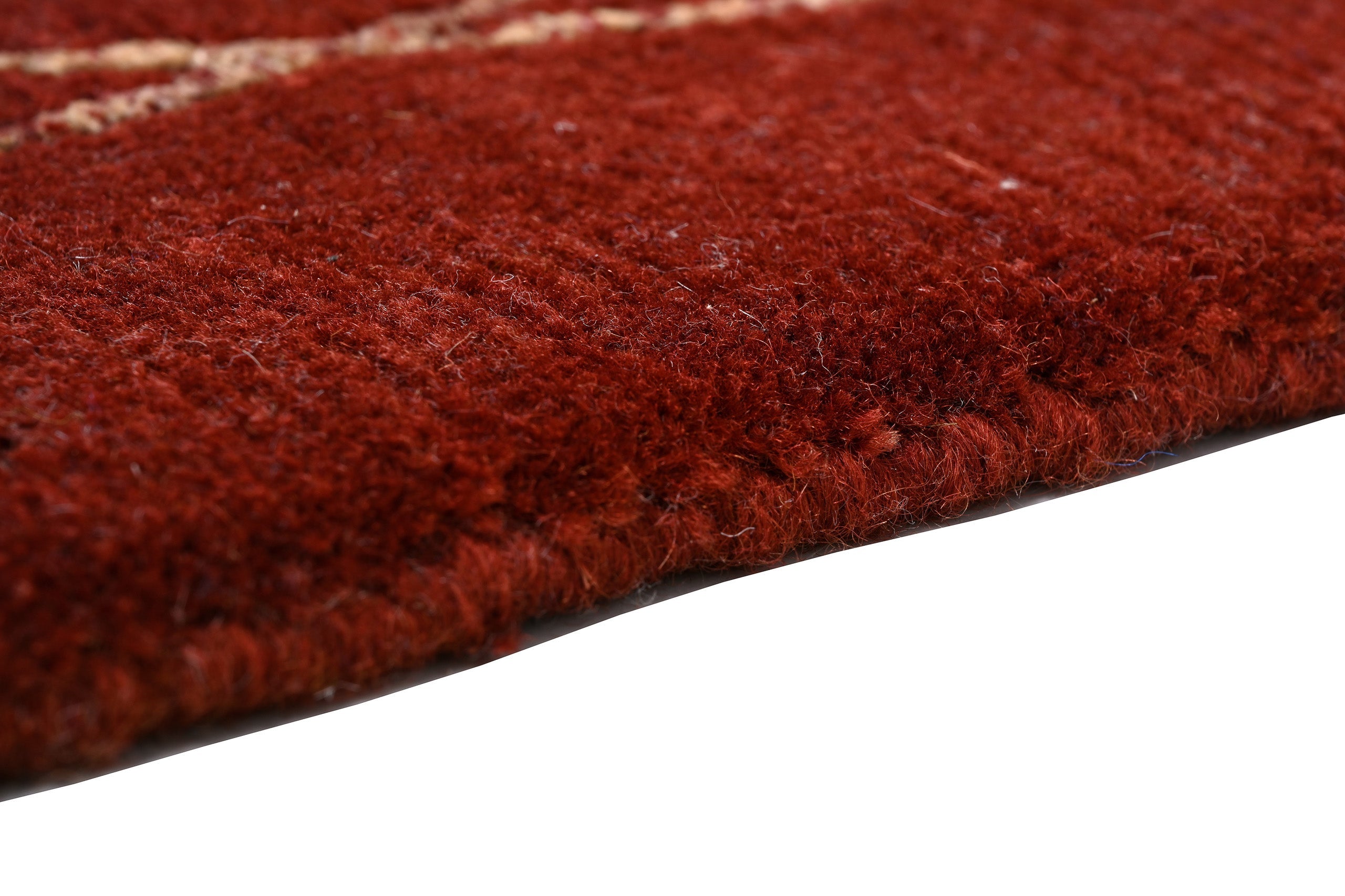 weconhome-handgekn-pfter-tibetischer-teppich-rot-mit-retro-bord-re image 3