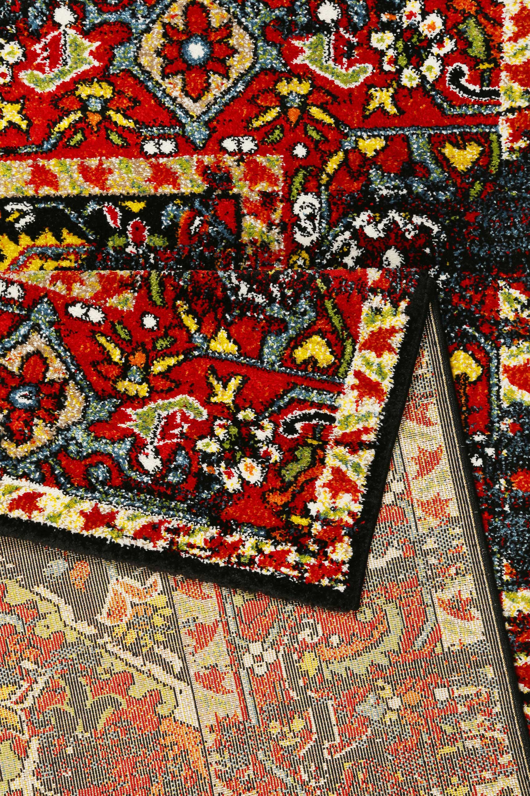 weconhome-teppich-heritage-blau-rot-kurzflor-berber-optik image 3