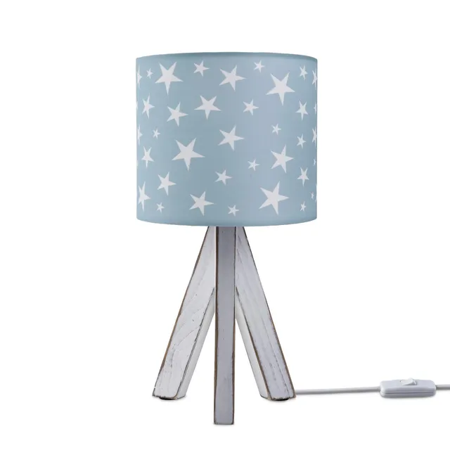 paco-home-led-kinderlampe-tischleuchte-sterne-e14-lampenfu-wei-lampenschirm-t-rk image 1
