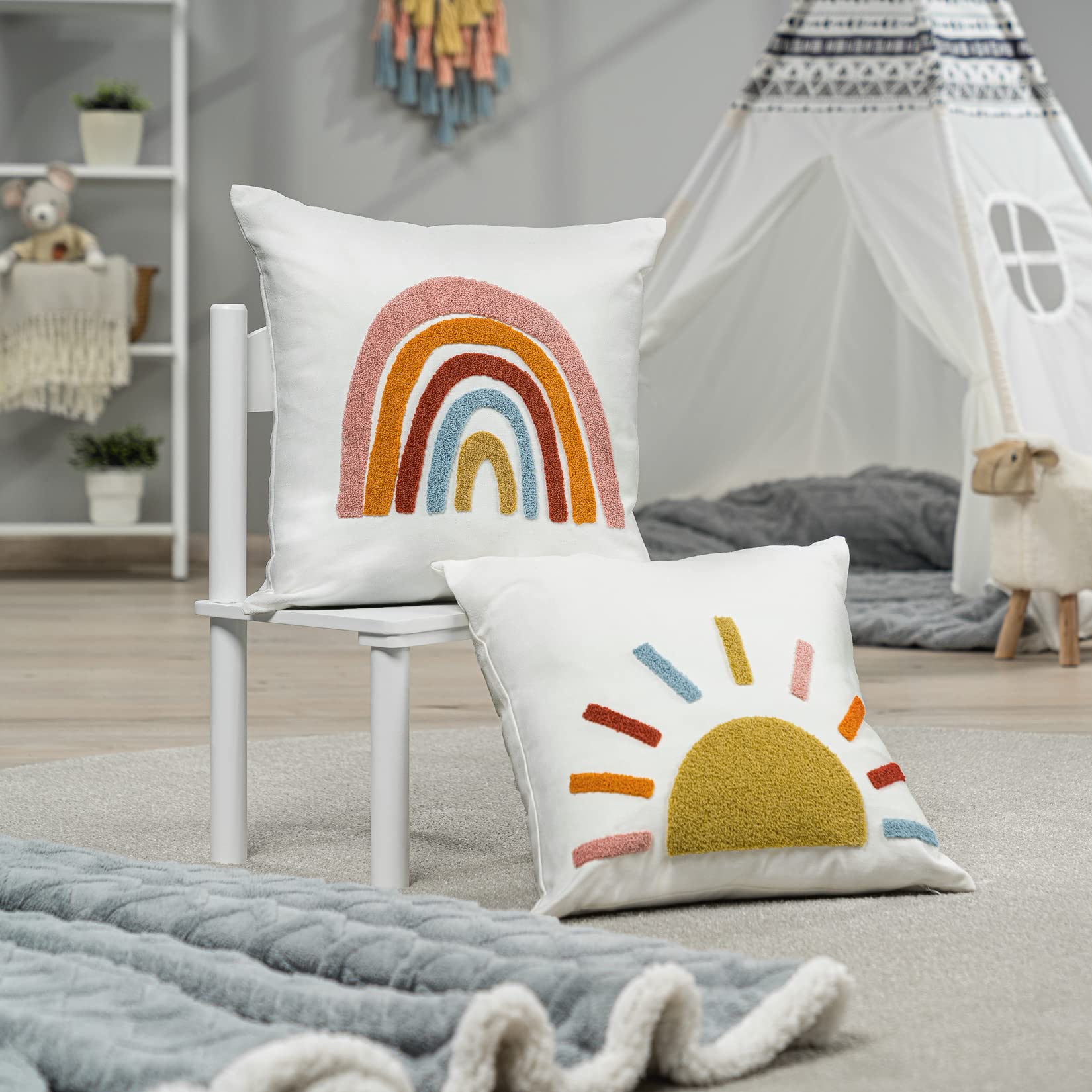 paco-home-2er-set-kissenbez-ge-45x45-cm-regenbogen-bunt-kinderzimmer-deko image 2