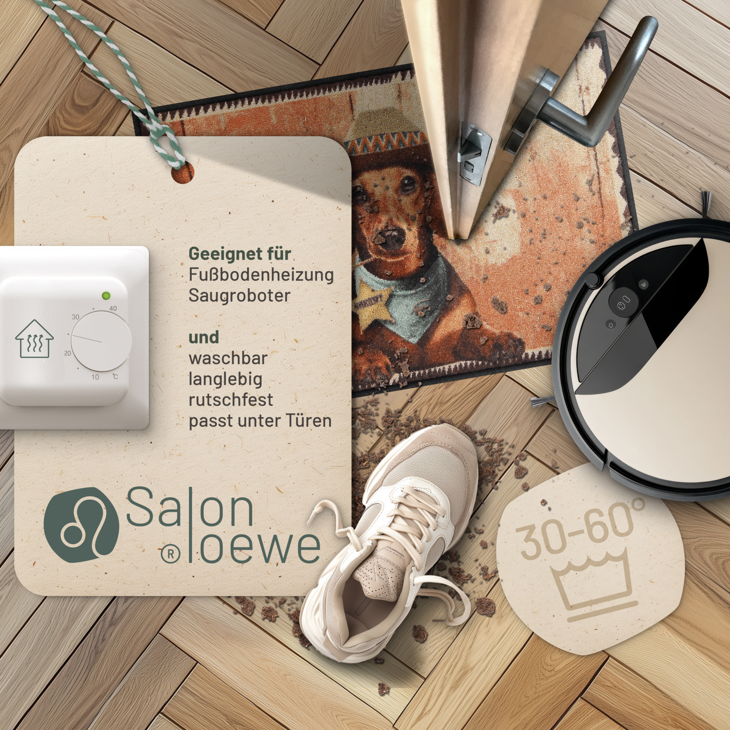 salonloewe-deputy-eingangsmatte-50-x-75-cm-dackel-im-cowboy-outfit-polyamid image 3