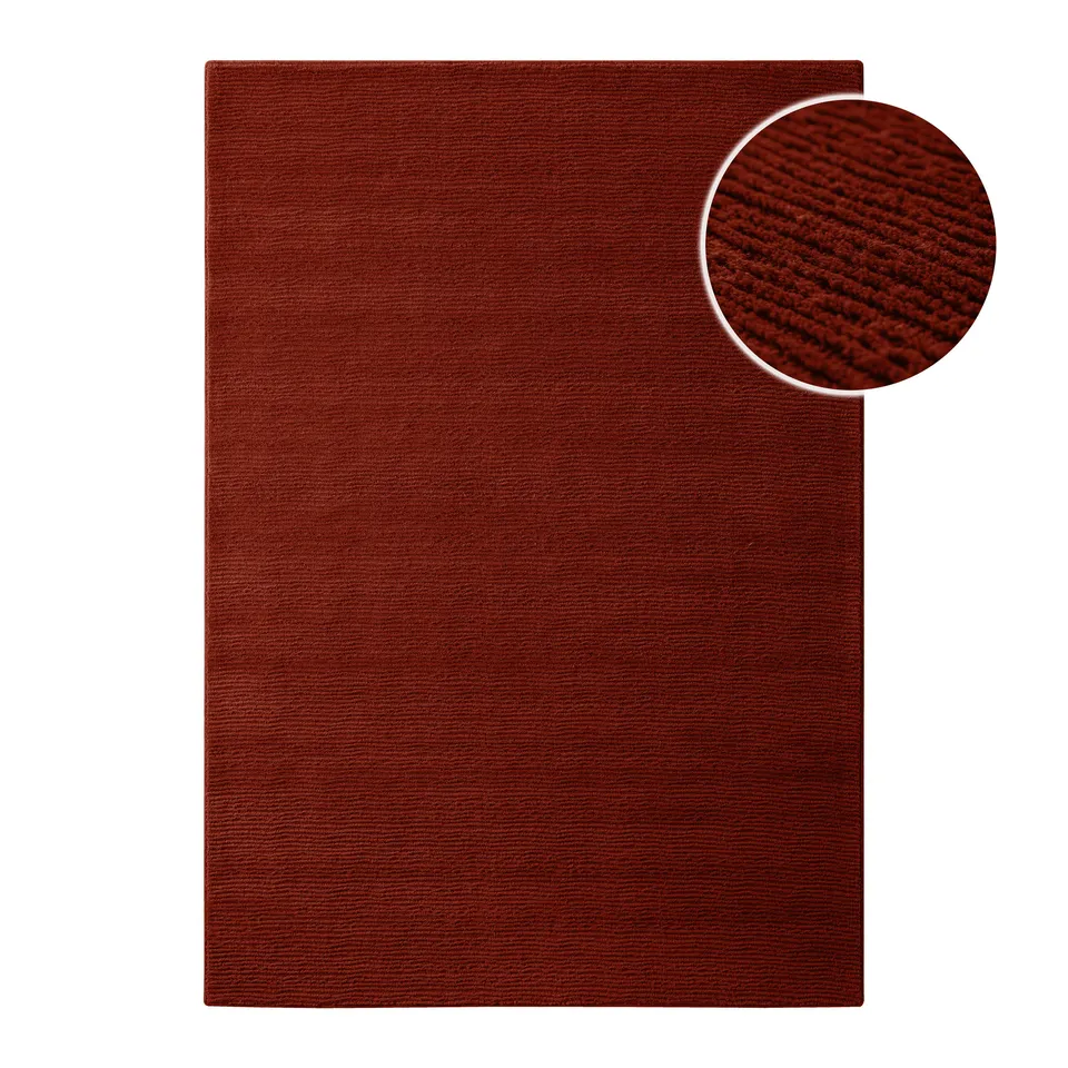 weconhome-castello-one-kurzflor-teppich-schurwolle-purpur-rot image 1