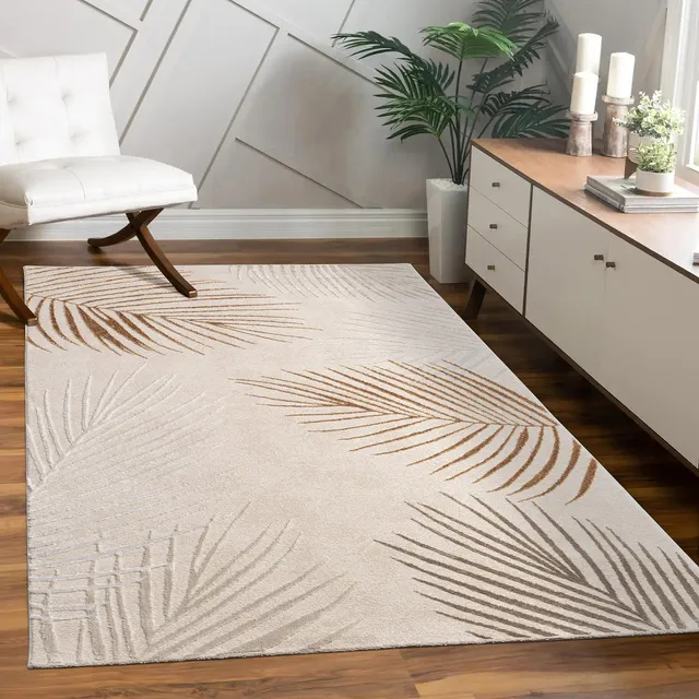 paco-home-metro-teppich-80x150-cm-beige-2-palmen-3d-hoch-tief image 1