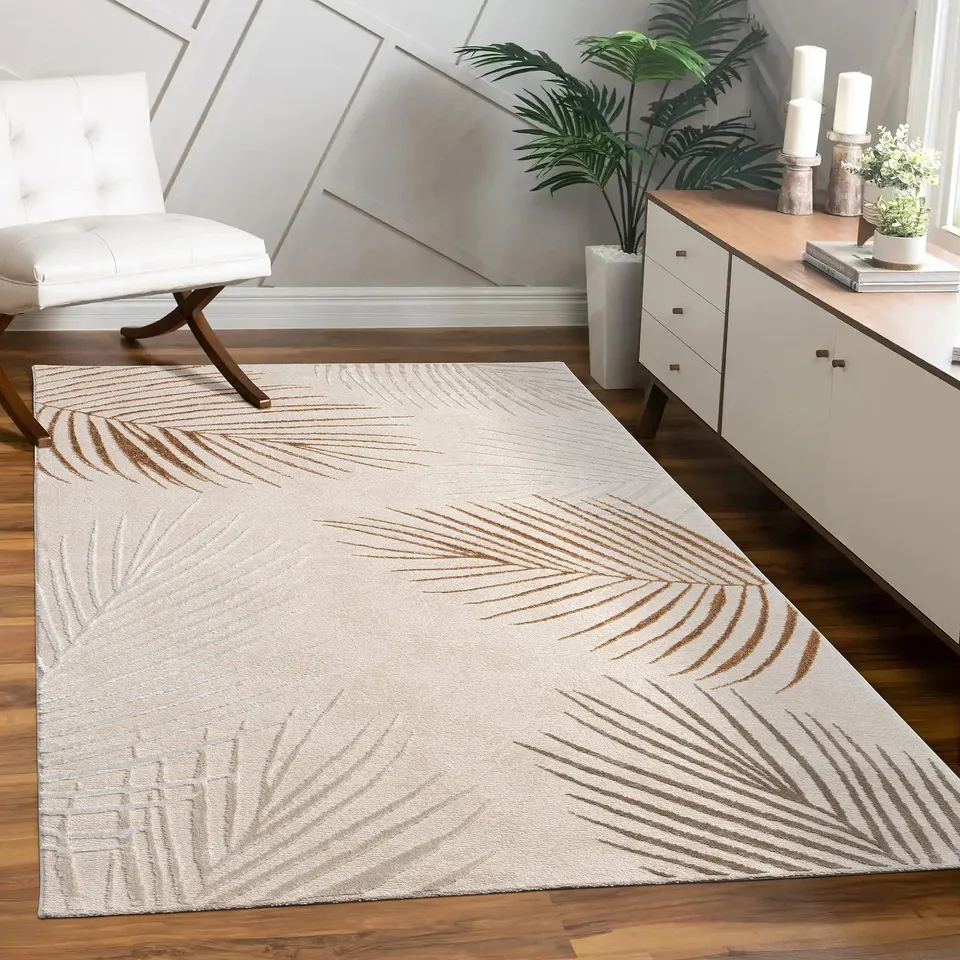 paco-home-metro-teppich-80x150-cm-beige-2-palmen-3d-hoch-tief image 1