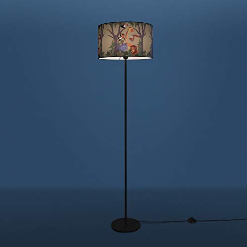 paco-home-kinder-stehlampe-dschungel-tier-motiv-einbeinig-schwarz-schirm-gr-n-38 image 8