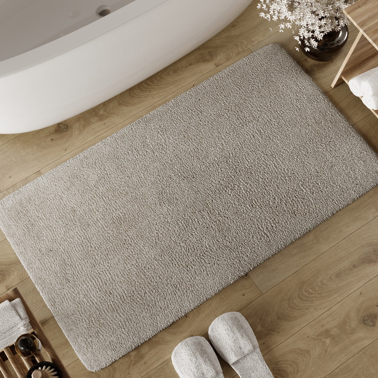 weconhome-basics-badteppich-erik-greige-100-baumwolle-20-mm-flor-rutschhemmend image 2