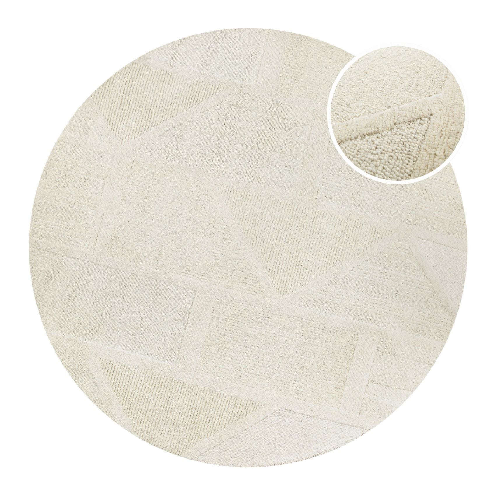 weconhome-hamptons-fifteen-kurzflor-teppich-rund-creme-wei-aus-schurwolle image 1