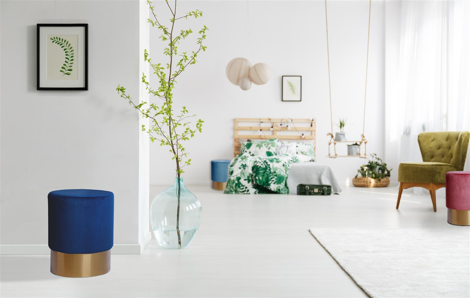 kayoom-aspen-110-hocker-runder-sitzhocker-mit-polyesterbezug-und-edelstahlfu image 2