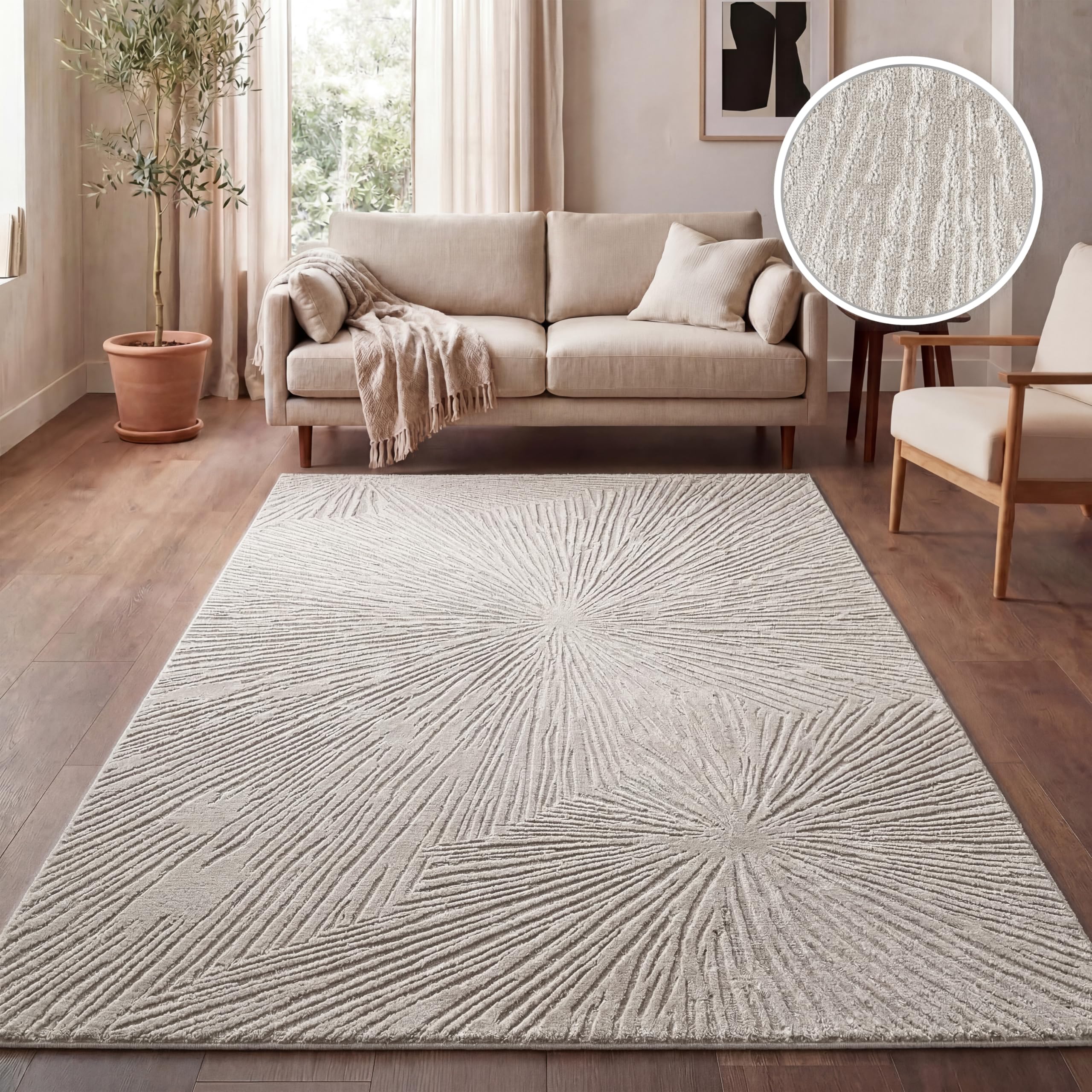 paco-home-metro-kurzflor-teppich-200x280-cm-beige-abstrakt-3d image 2