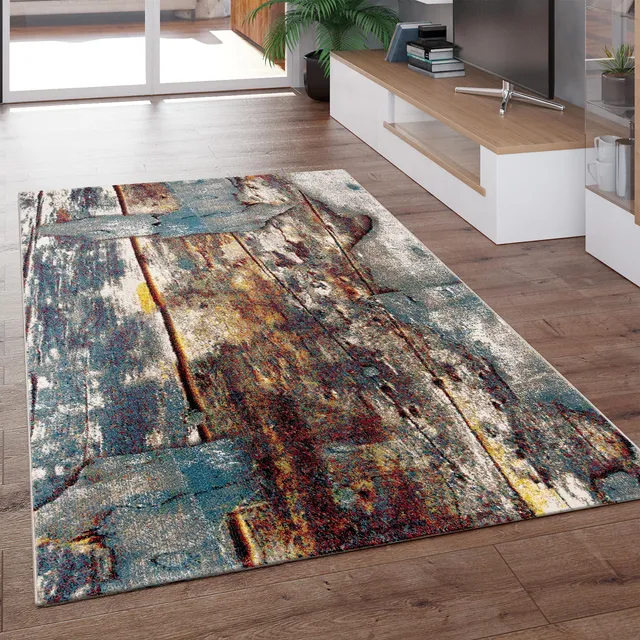 paco-home-designer-teppich-bunte-holz-optik-120x170-cm-in-t-rkis-gelb-blau image 1