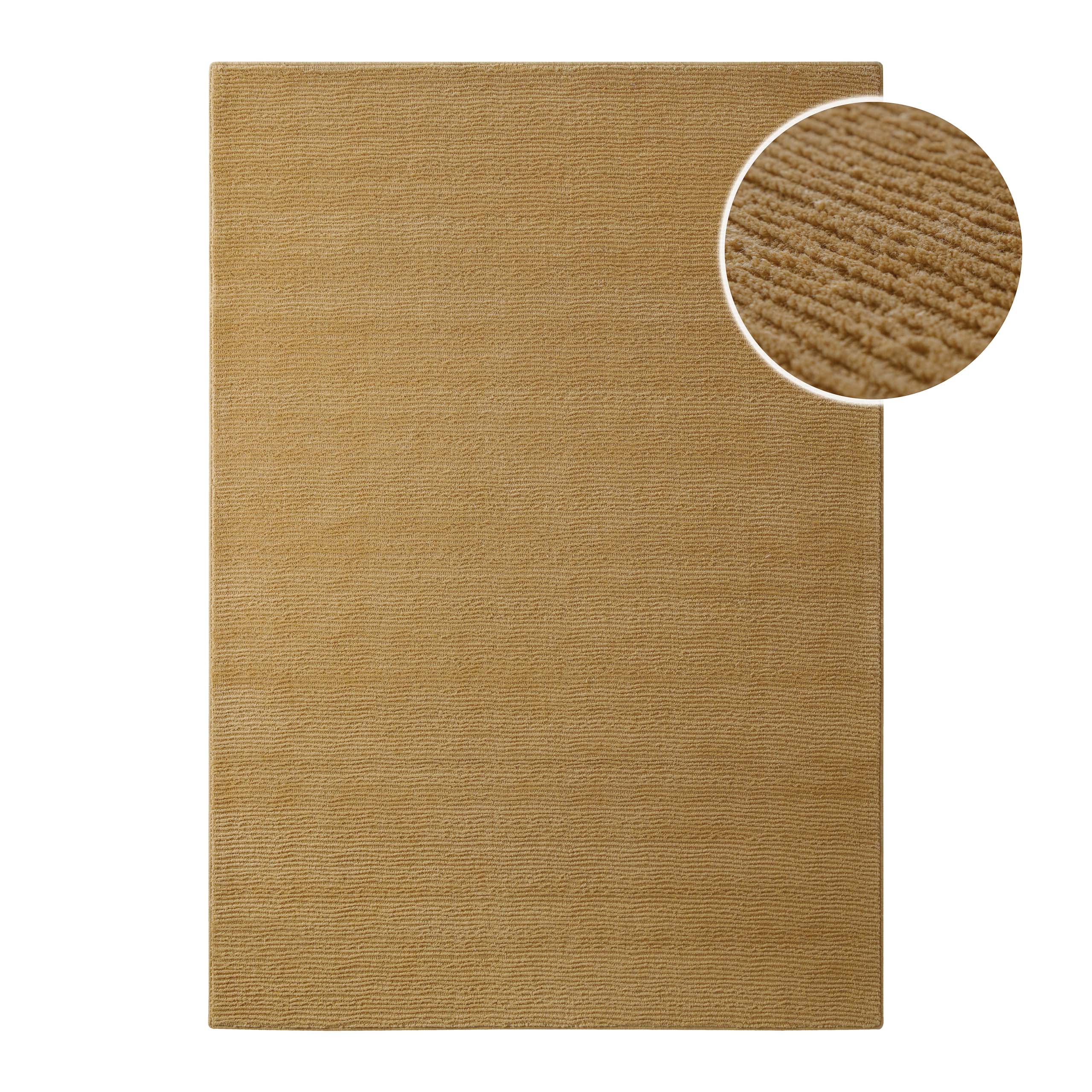 weconhome-kurzflor-teppich-schurwolle-karamell-castello-one-handgewebt-hoch-tief image 1