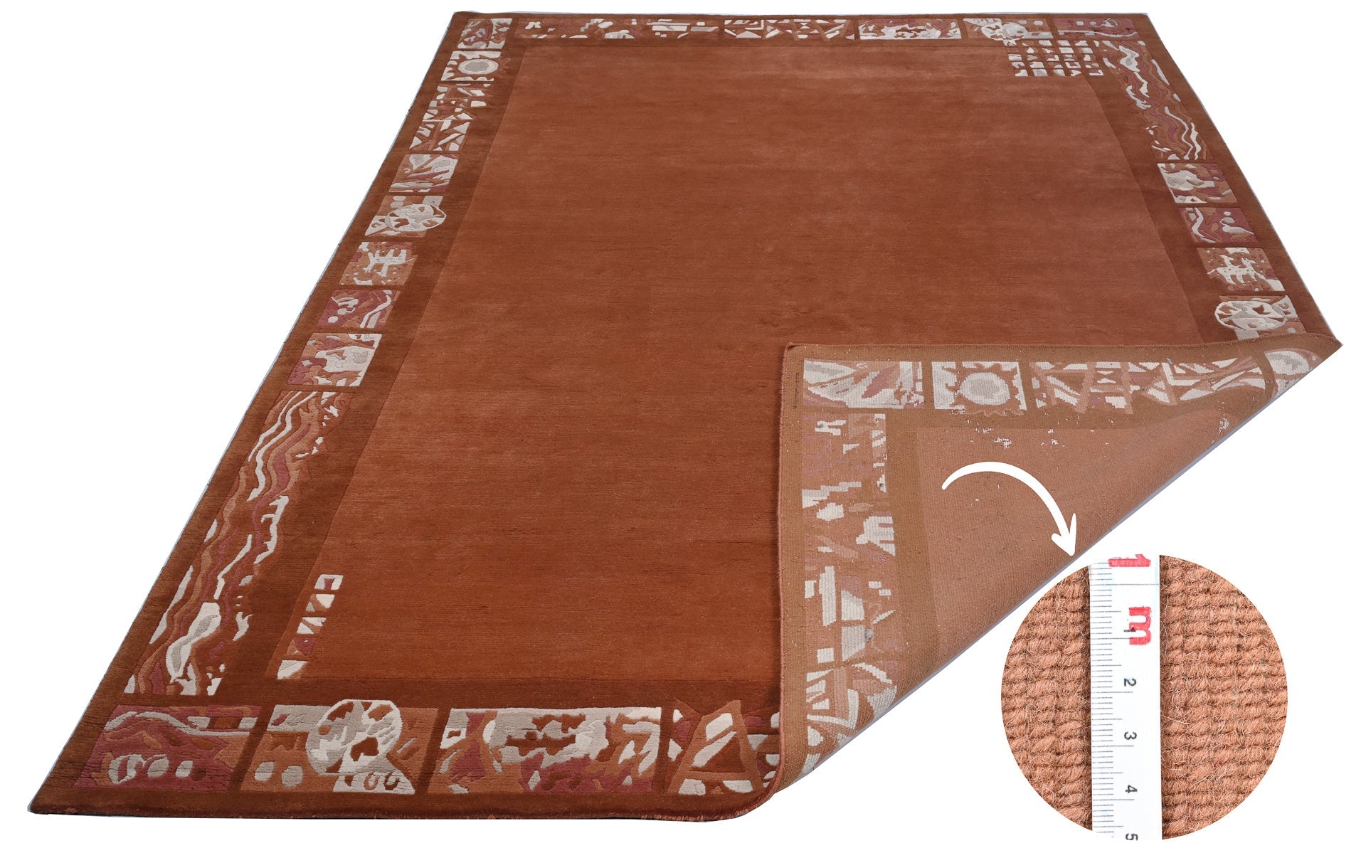 weconhome-tibet-teppich-terra-braun-retro-bord-re-handgekn-pft-2 image 2