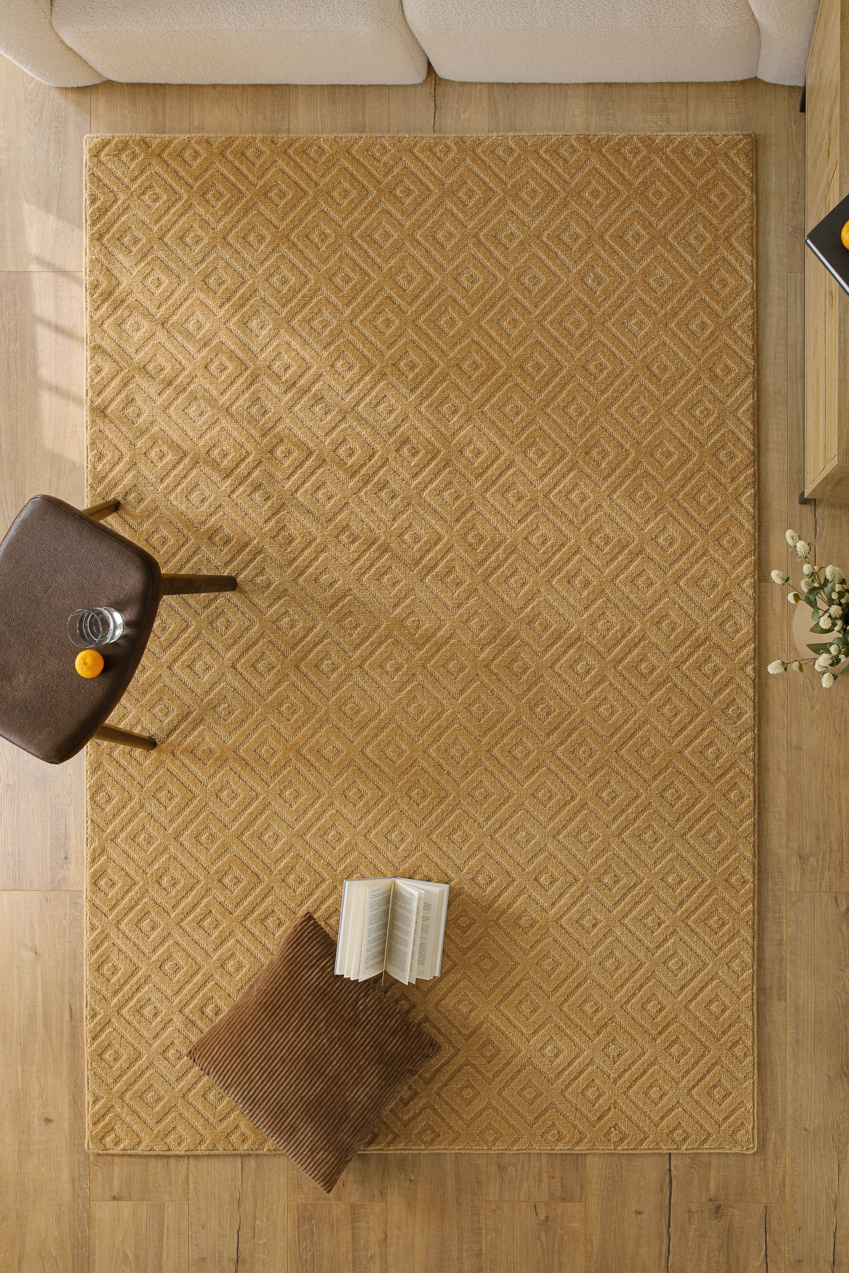 weconhome-kurzflor-teppich-castello-two-karamell-schurwolle image 4