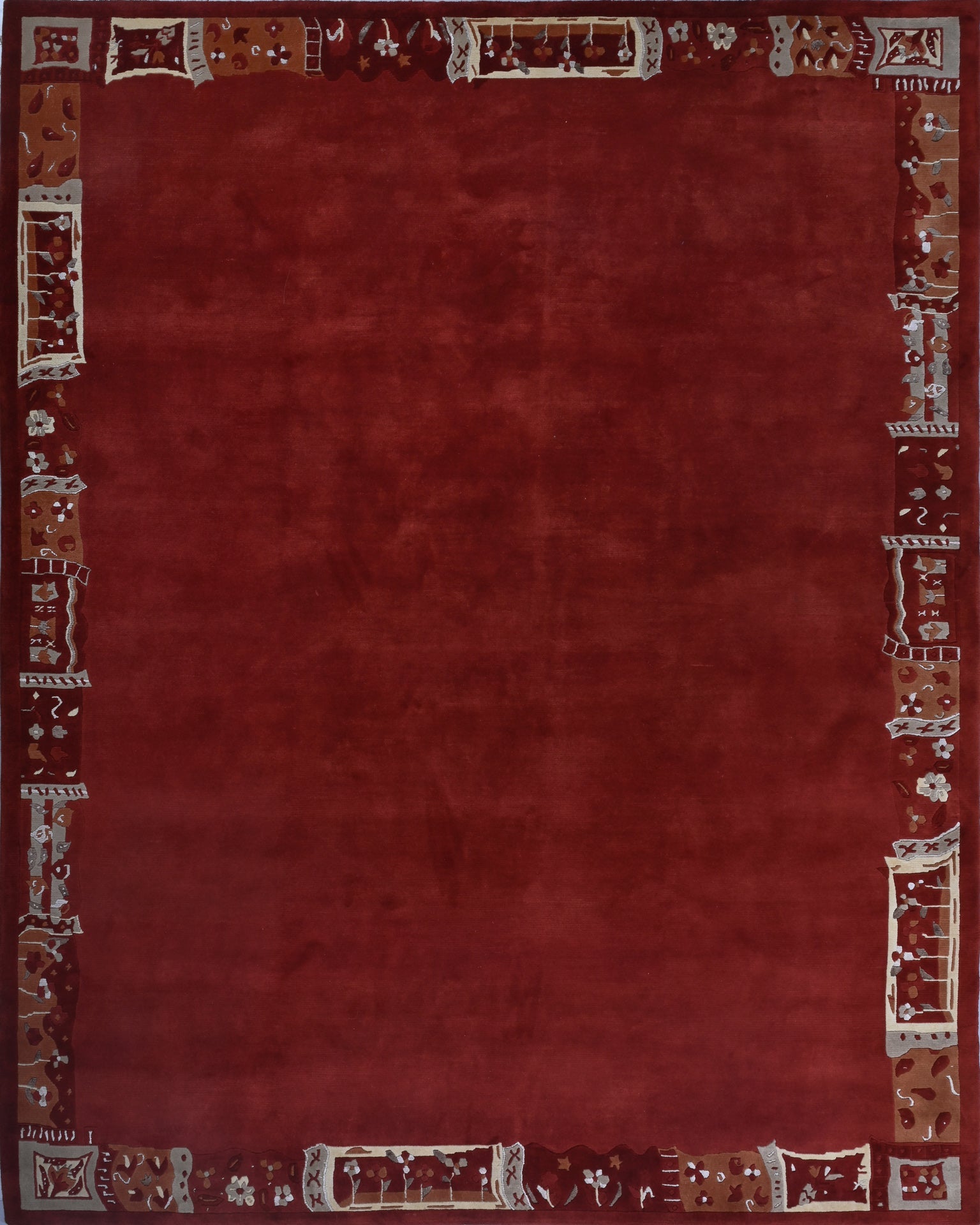 weconhome-tibet-teppich-rot-handgekn-pft-mit-retro-bord-re image 1